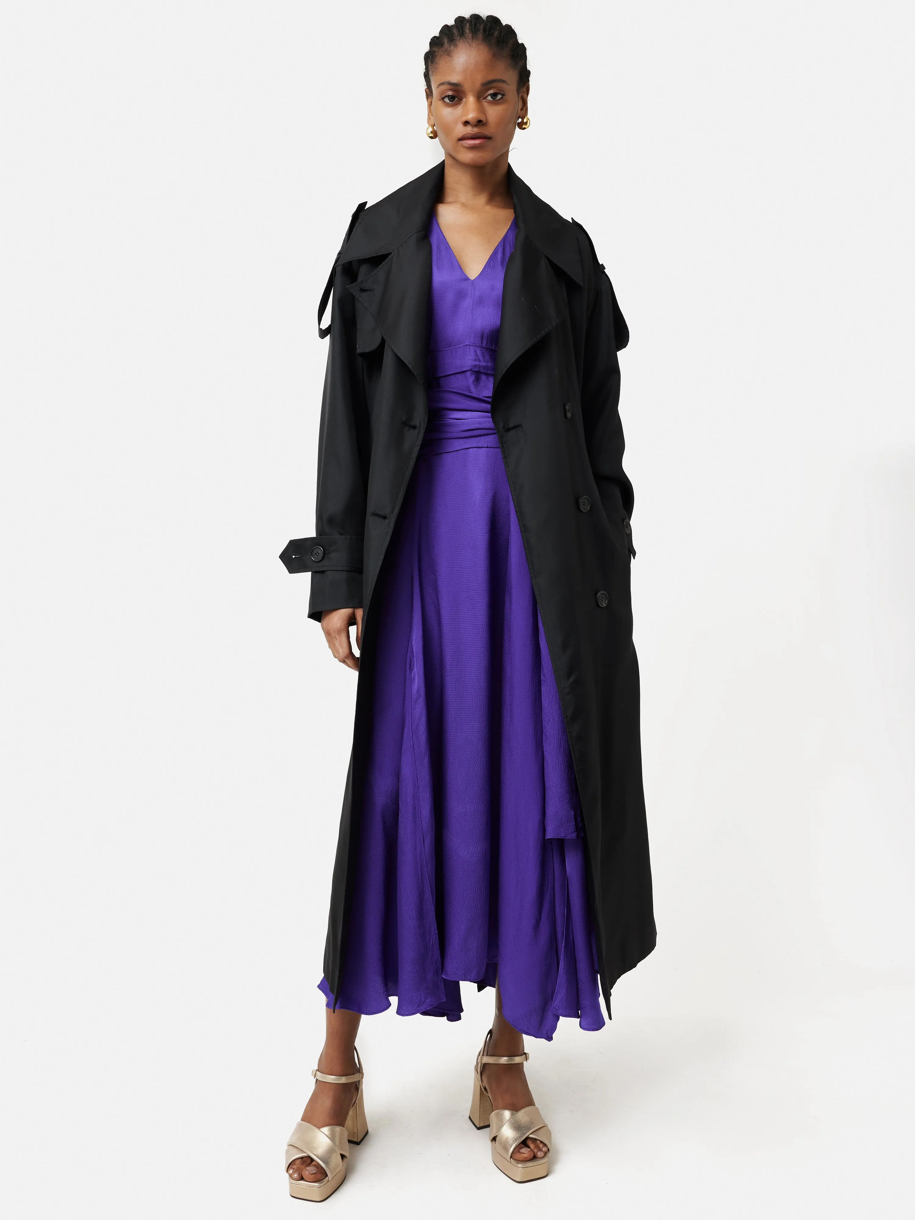Nelson Silk Trench Coat | Black sold by Jigsaw product image thumbnail 4