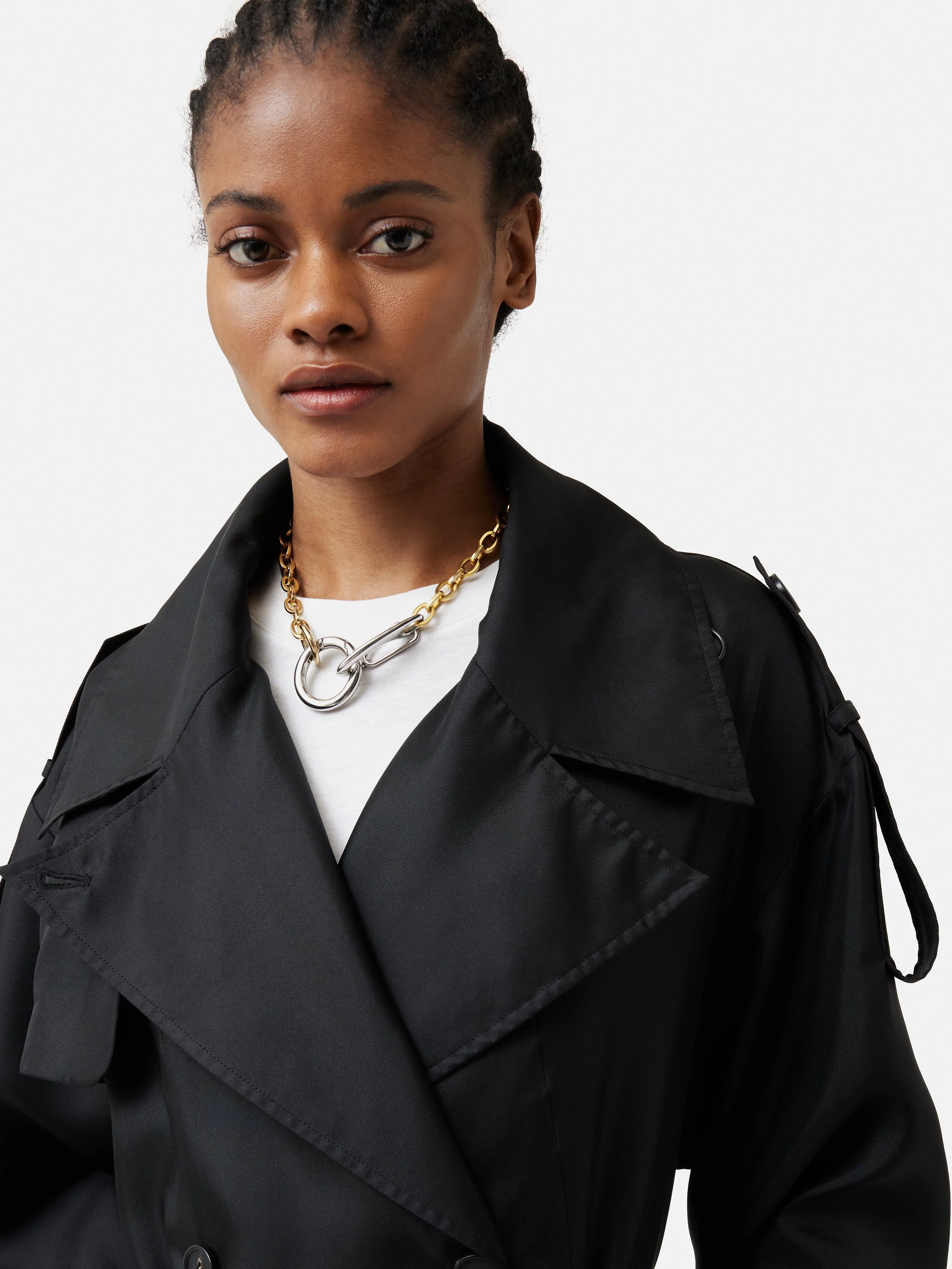 Nelson Silk Trench Coat | Black sold by Jigsaw product image thumbnail 5