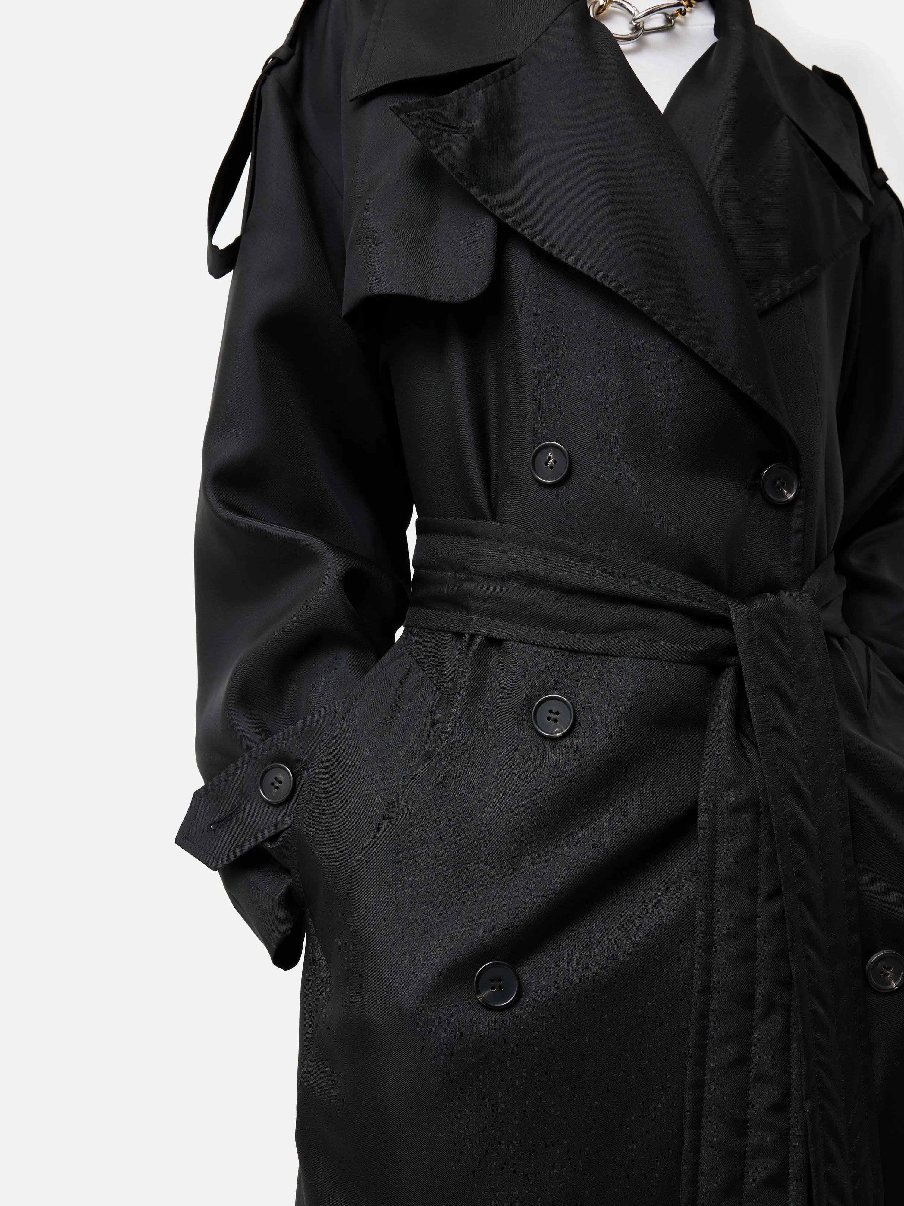 Nelson Silk Trench Coat | Black sold by Jigsaw product image thumbnail 3
