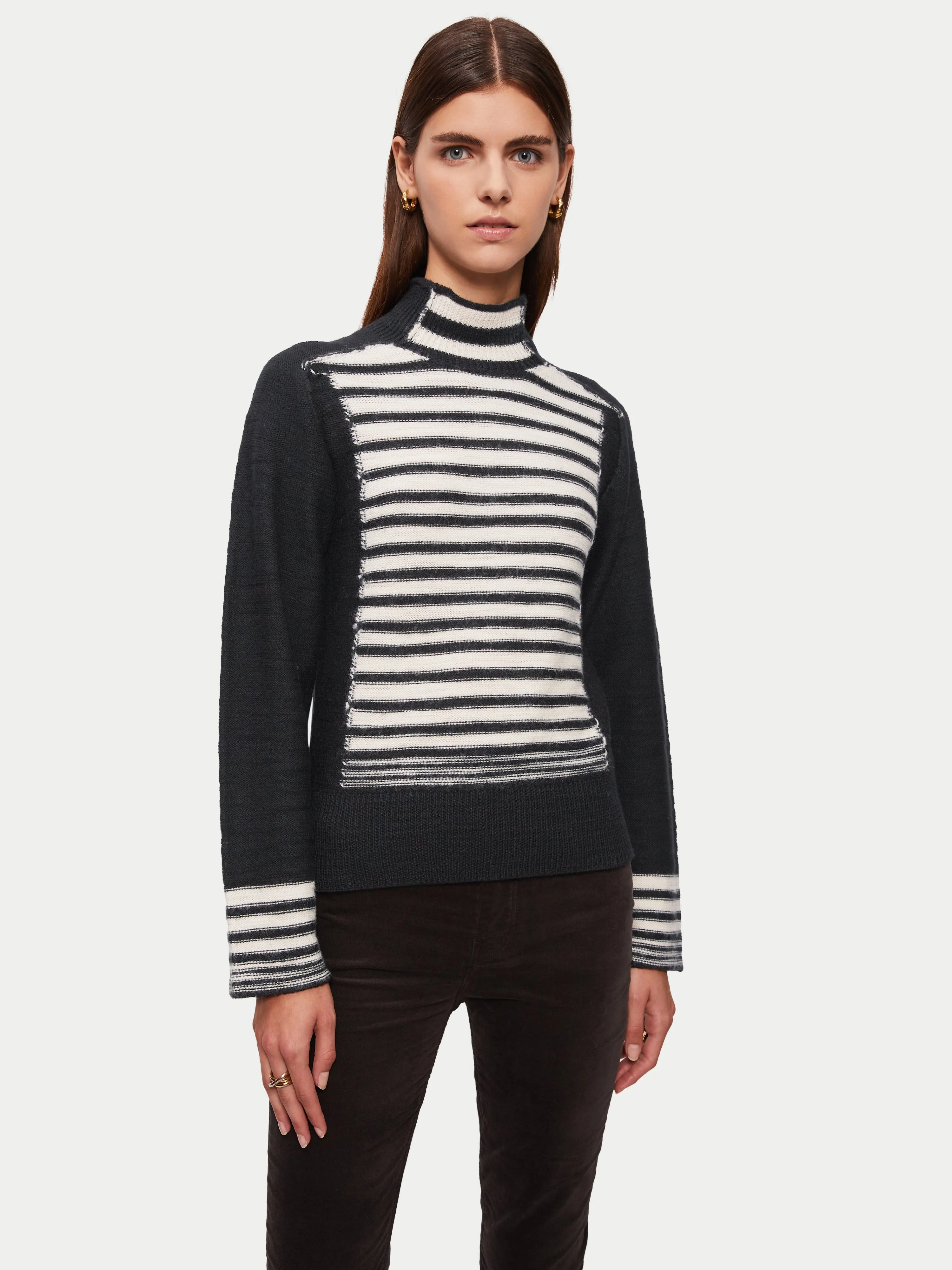Rustic Stripe Jumper | Black sold by Jigsaw