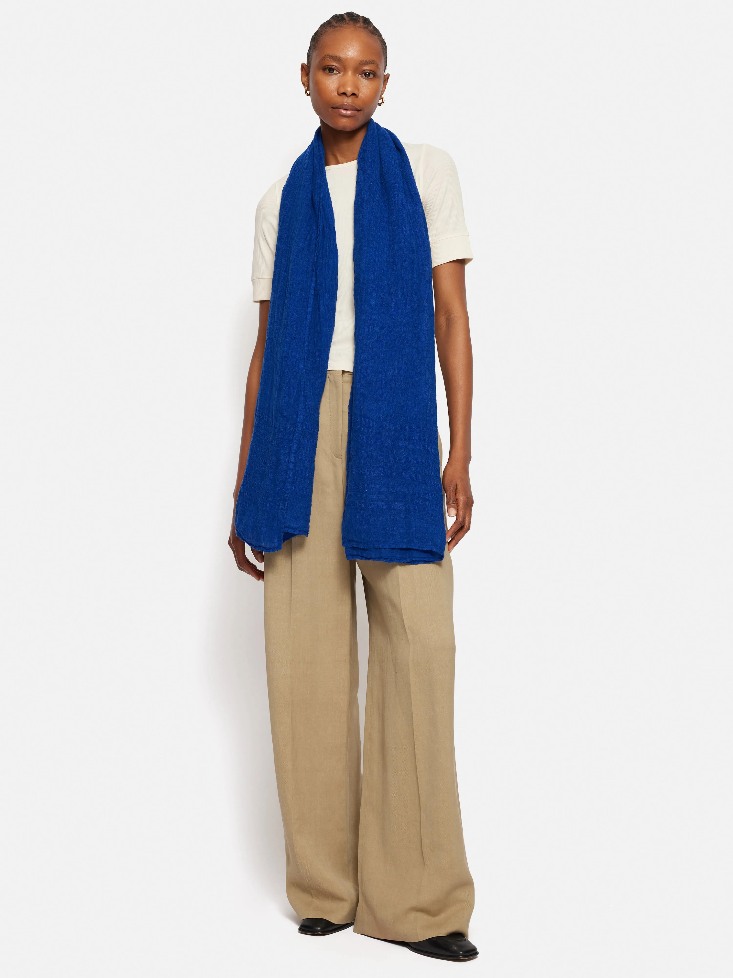 Linen Woven Scarf | Blue sold by Jigsaw product image thumbnail 2
