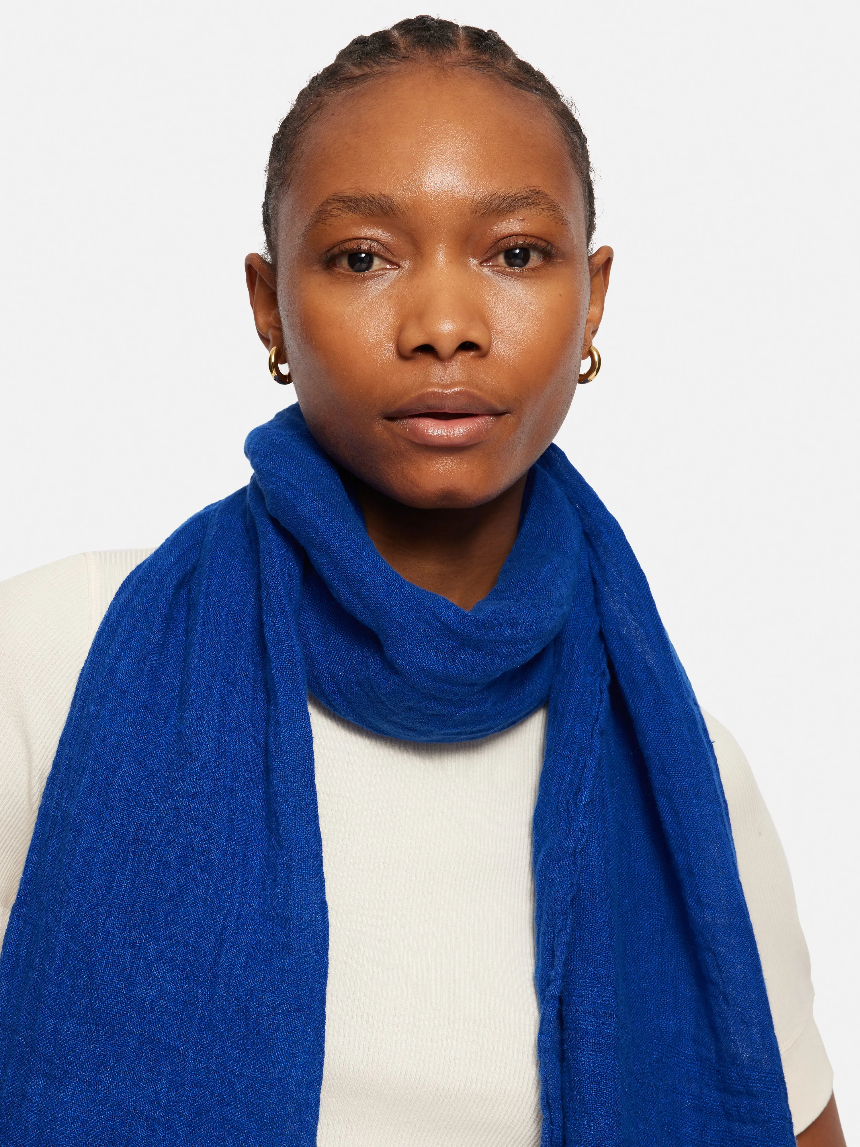 Linen Woven Scarf | Blue sold by Jigsaw product image thumbnail 3
