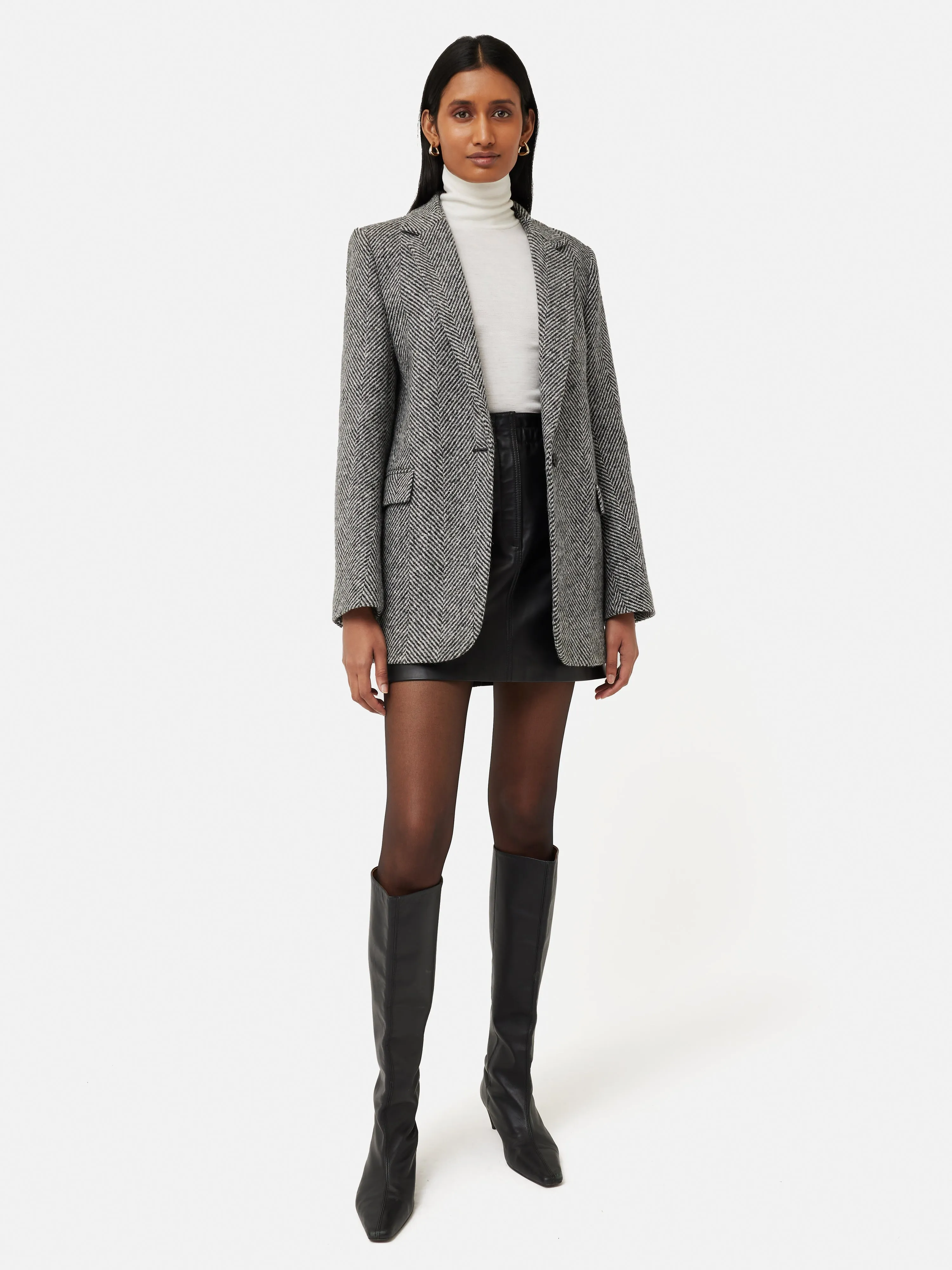 Wool Herringbone Langford Coat | Black sold by Jigsaw product image thumbnail 2