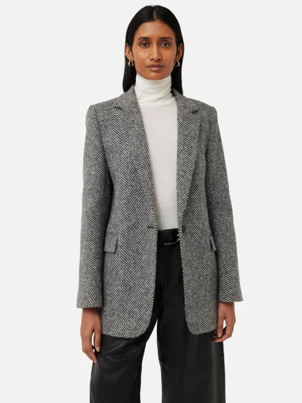 Wool Herringbone Langford Coat | Black sold by Jigsaw