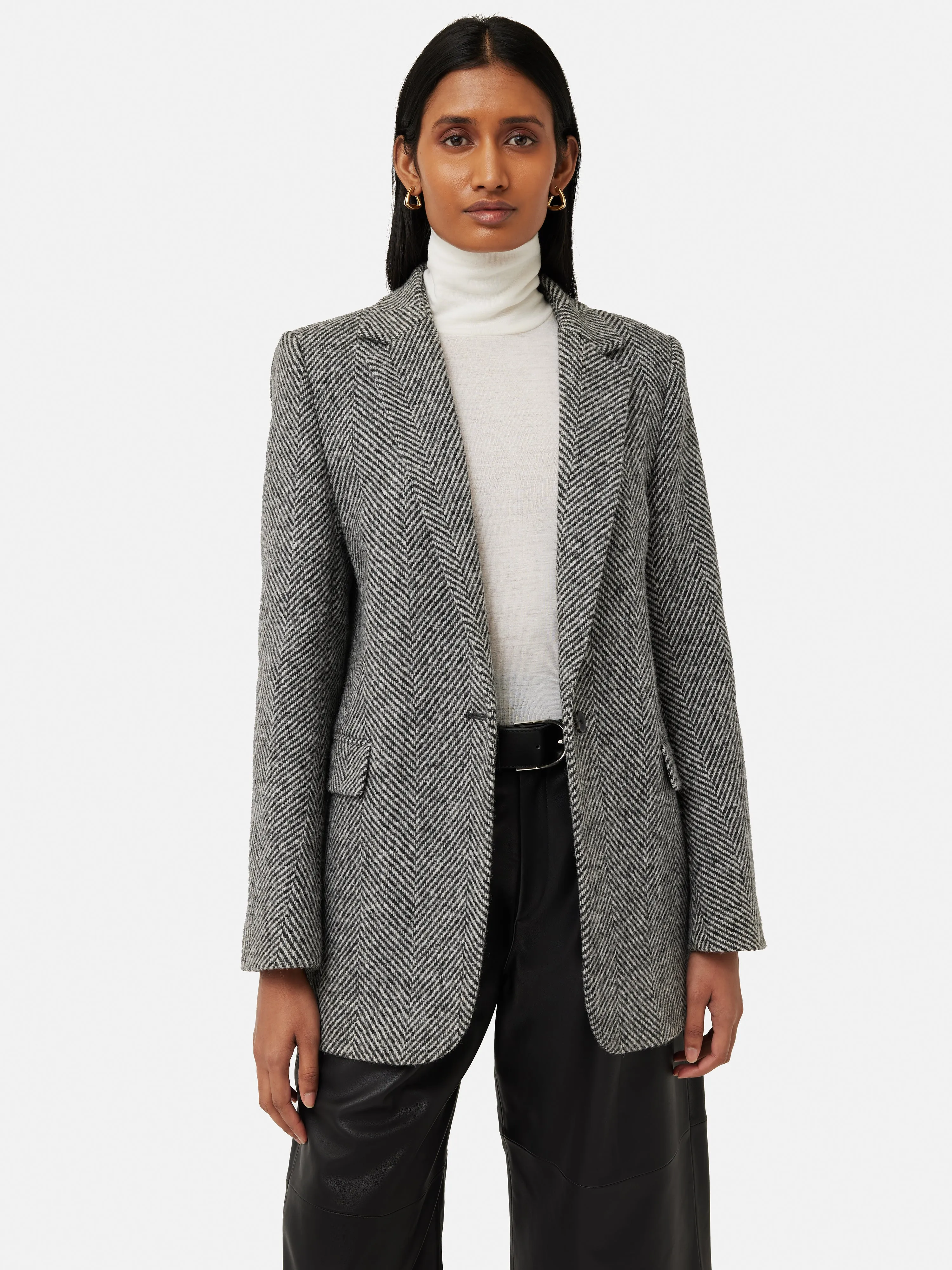 Wool Herringbone Langford Coat Black Parallel