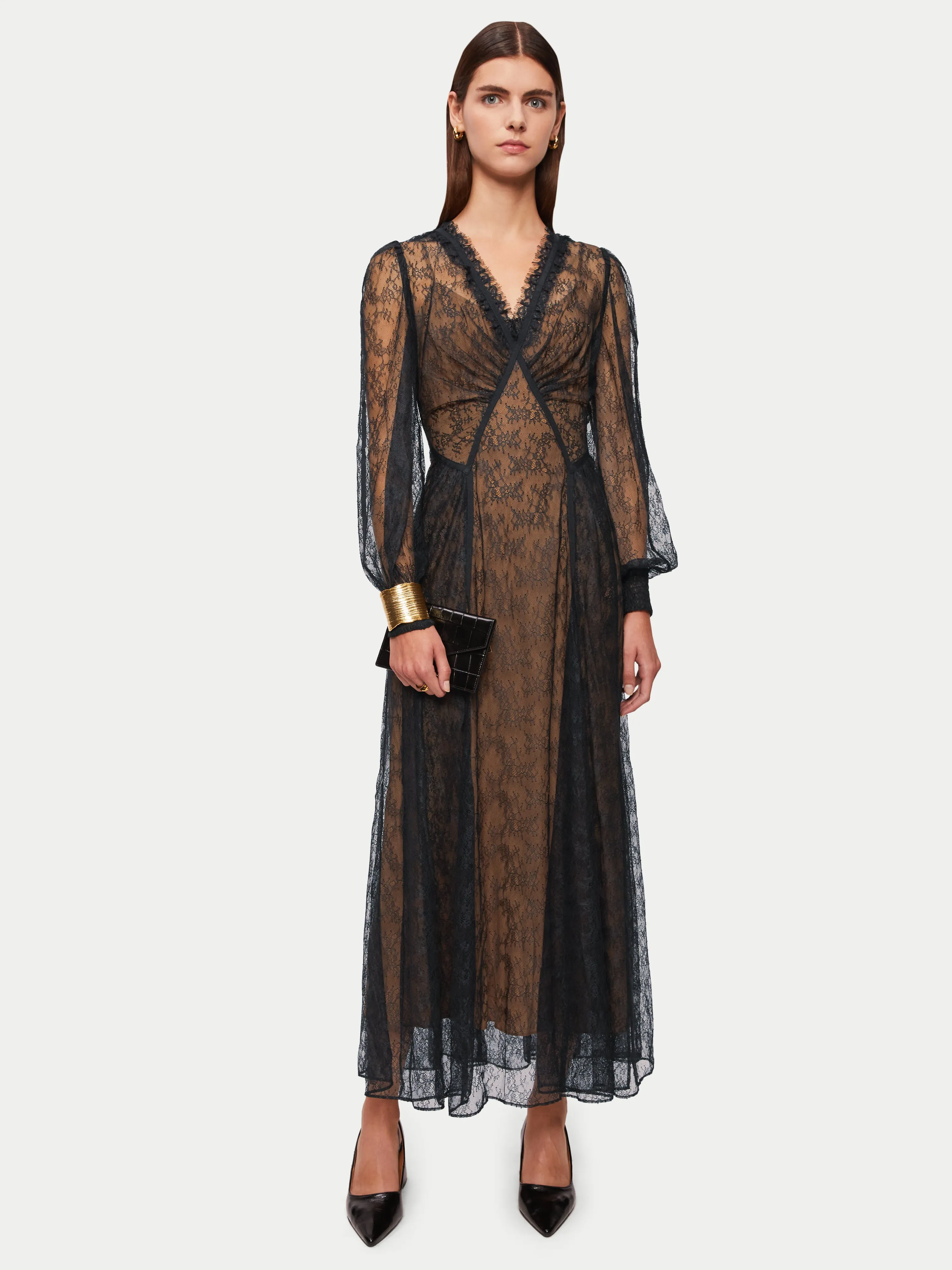 Scalloped Lace Dress | Black sold by Jigsaw product image thumbnail 4
