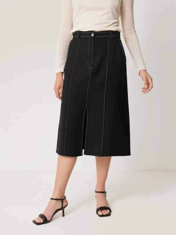Seamed Detail A Line Skirt | Black sold by Jigsaw