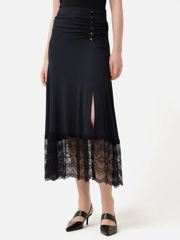 Lace Trim Jersey Skirt | Navy sold by Jigsaw
