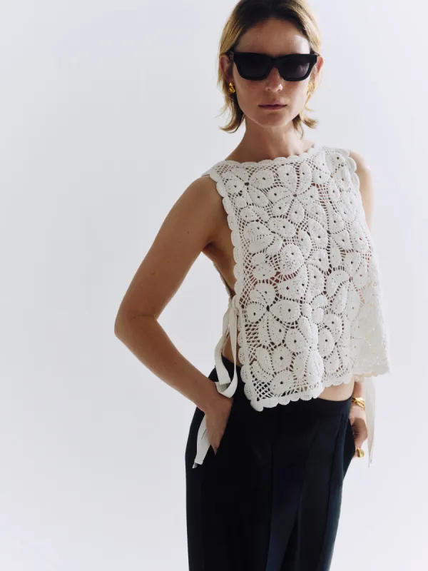 Crochet Embroidered Tank | Ivory sold by Jigsaw