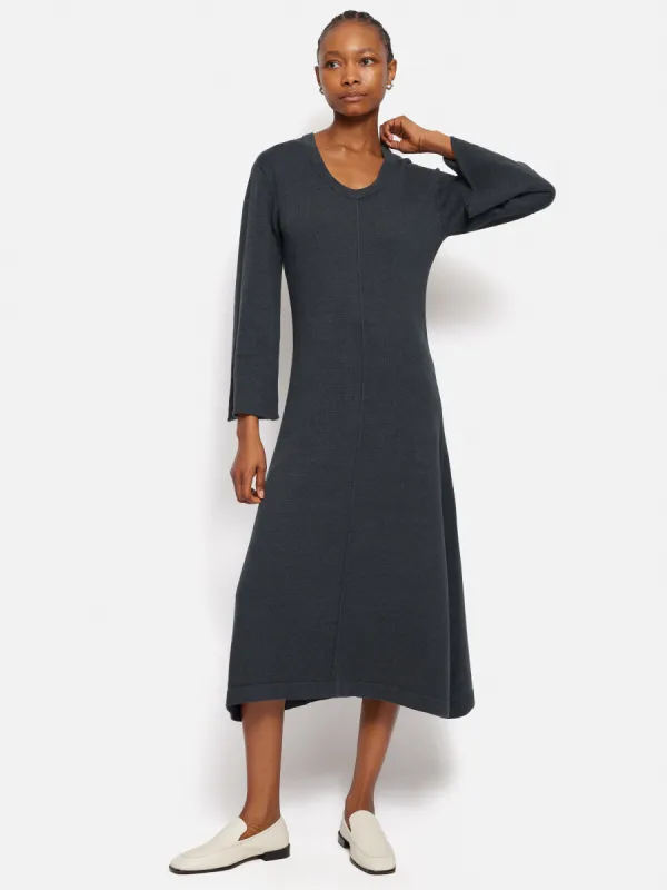Linen Cotton Knitted Dress | Navy sold by Jigsaw