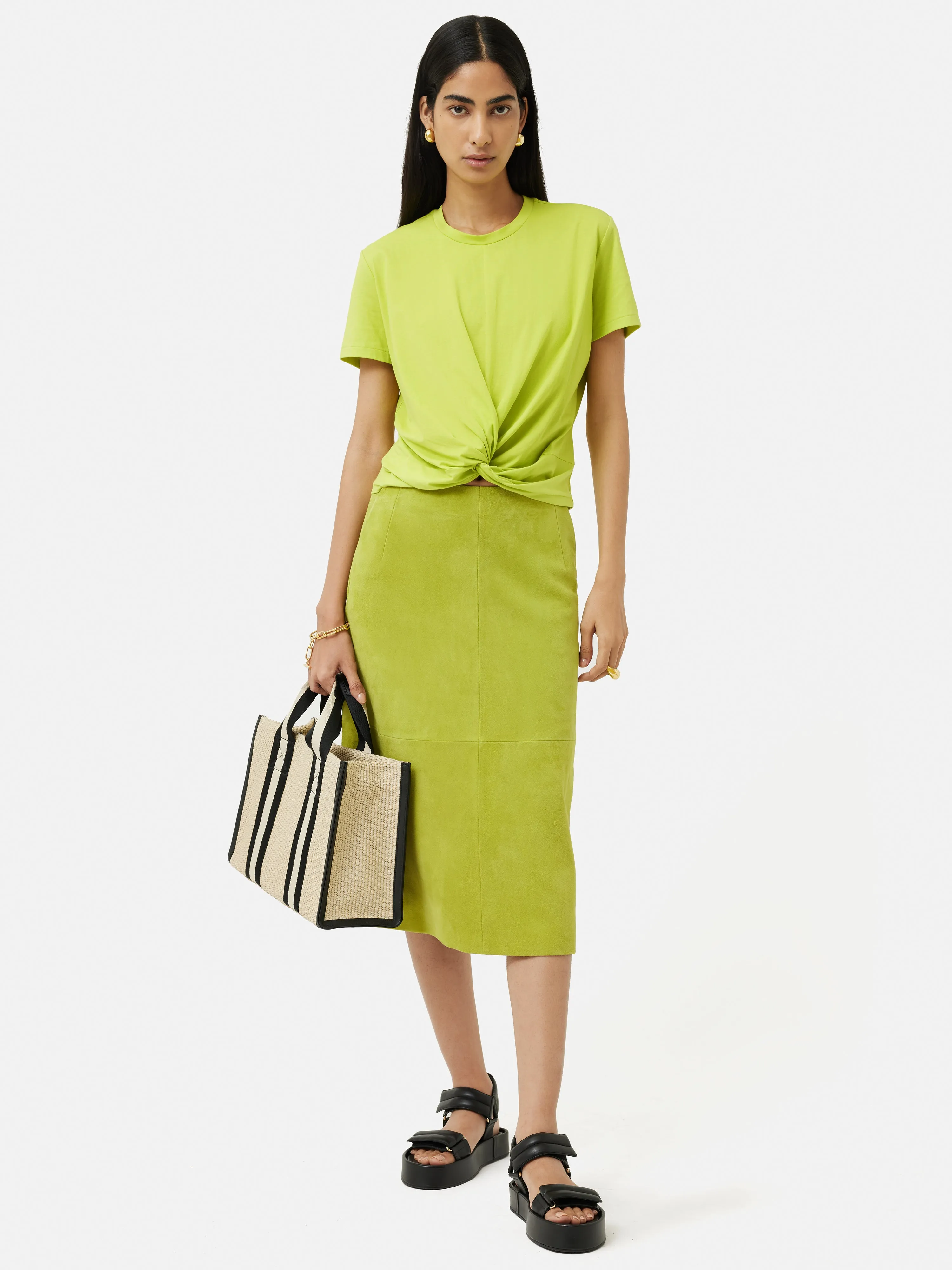 Supima Cotton Knotted T-shirt | Lime sold by Jigsaw product image thumbnail 3