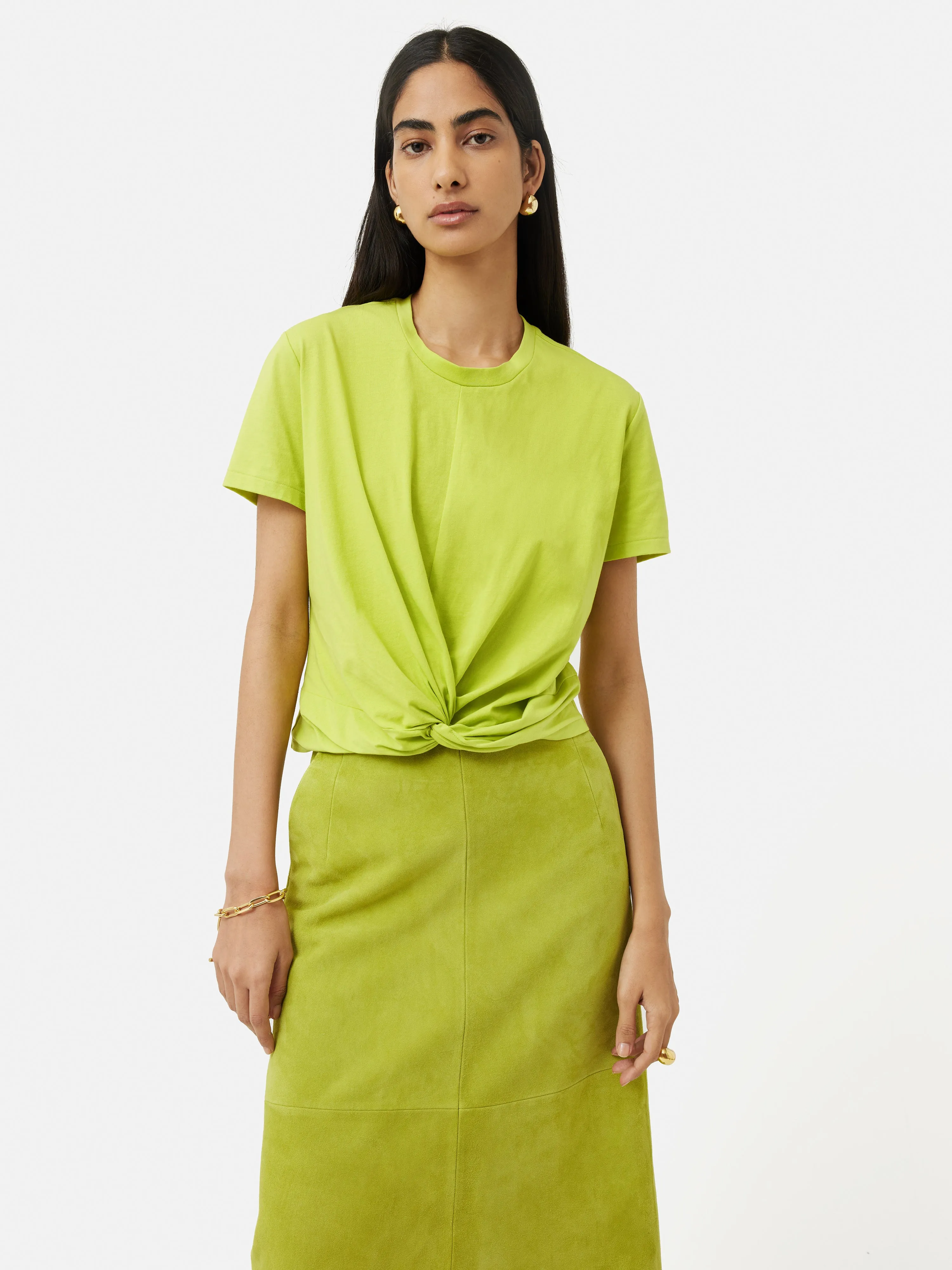 Supima Cotton Knotted T-shirt | Lime sold by Jigsaw