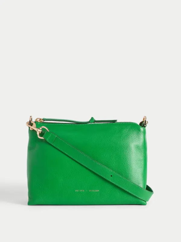 Ava Pebble Leather Crossbody | Green sold by Jigsaw