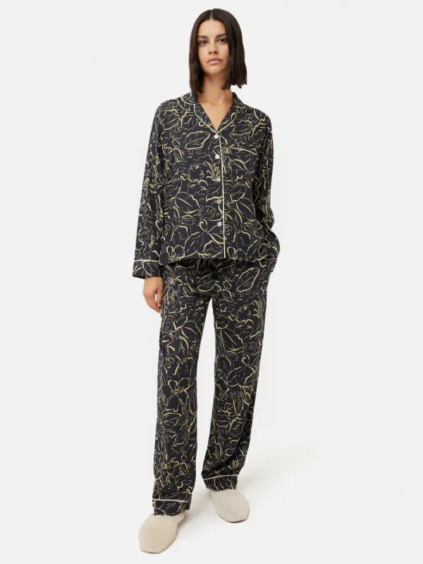 Floral Outline Pyjama | Black sold by Jigsaw