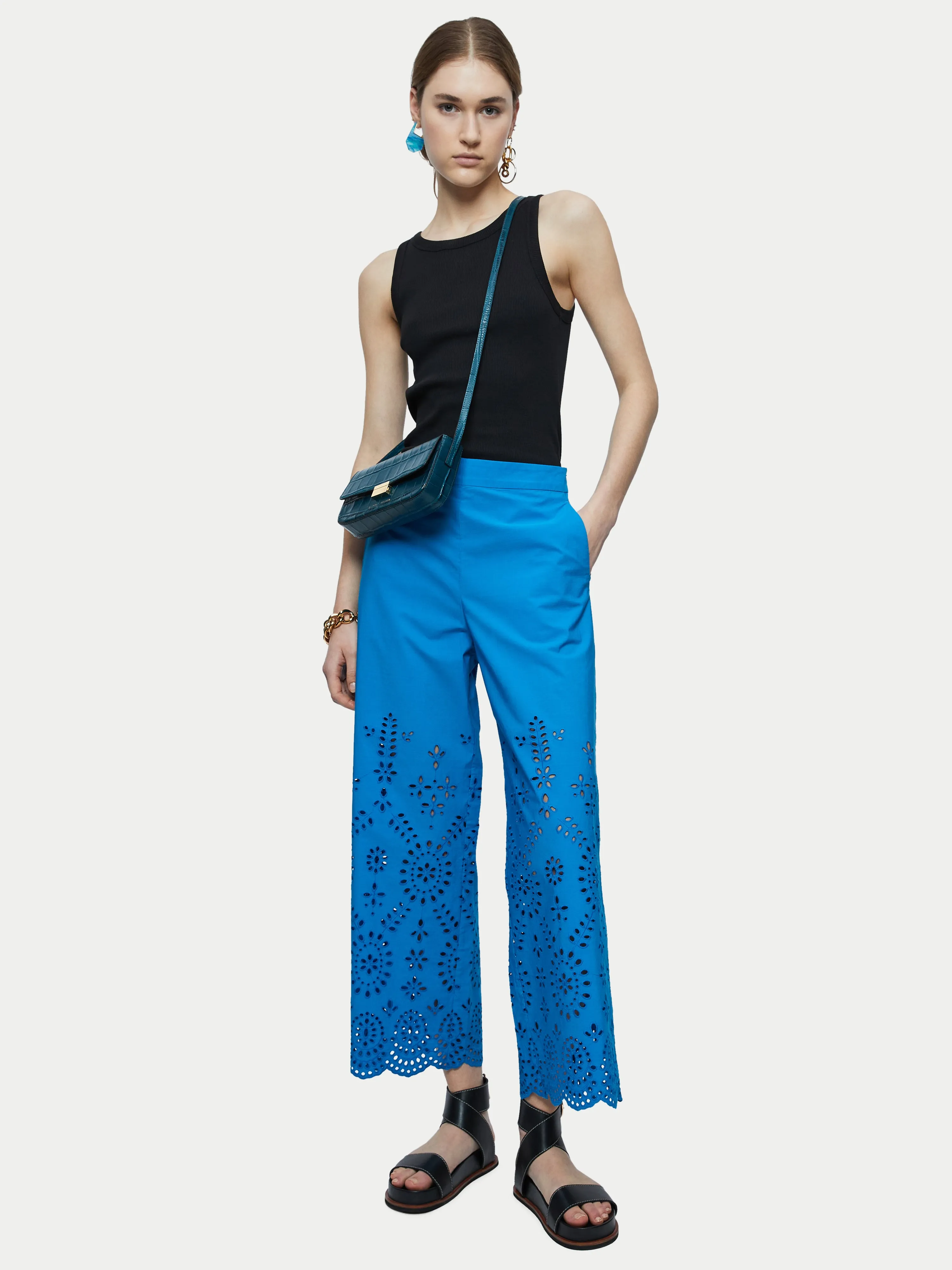 Broderie Beach Trouser | Blue sold by Jigsaw product image thumbnail 3