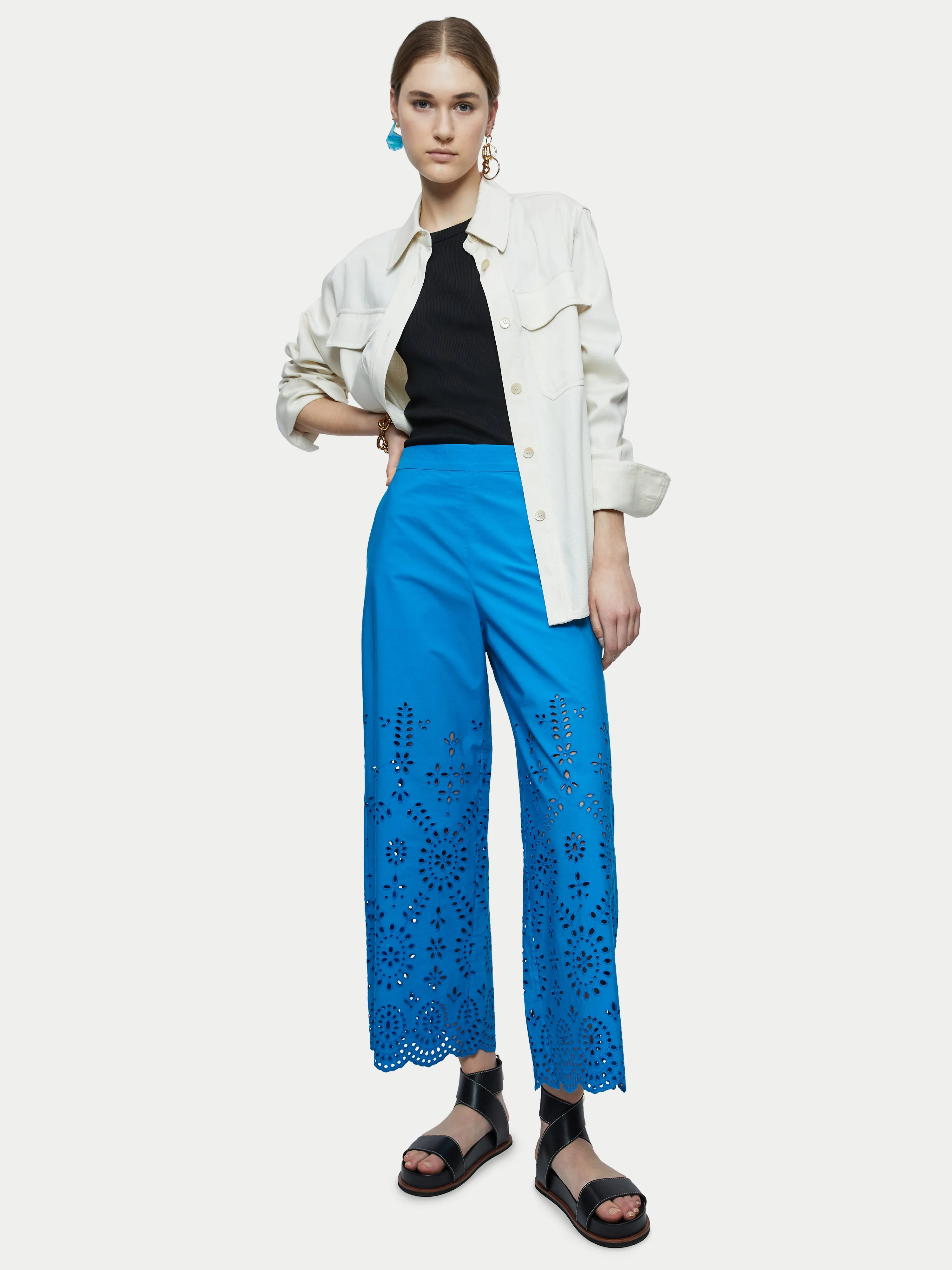 Broderie Beach Trouser | Blue sold by Jigsaw product image thumbnail 5