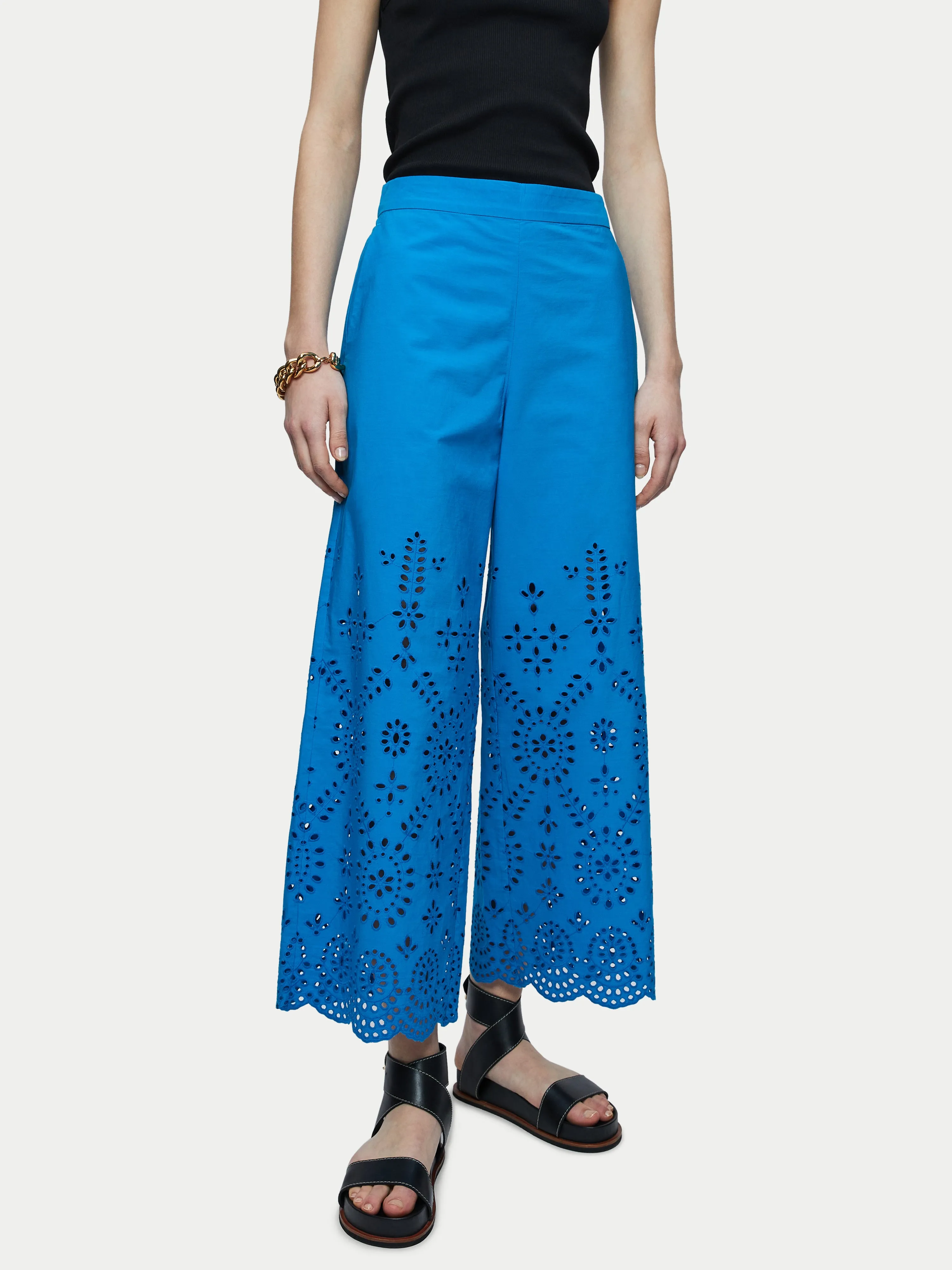 Broderie Beach Trouser | Blue sold by Jigsaw