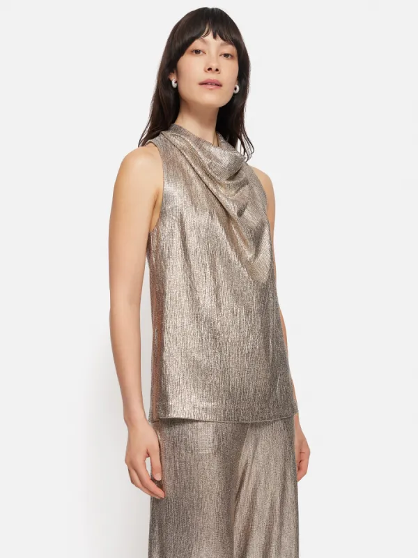 Metallic Cowl Neck Top | Gold sold by Jigsaw
