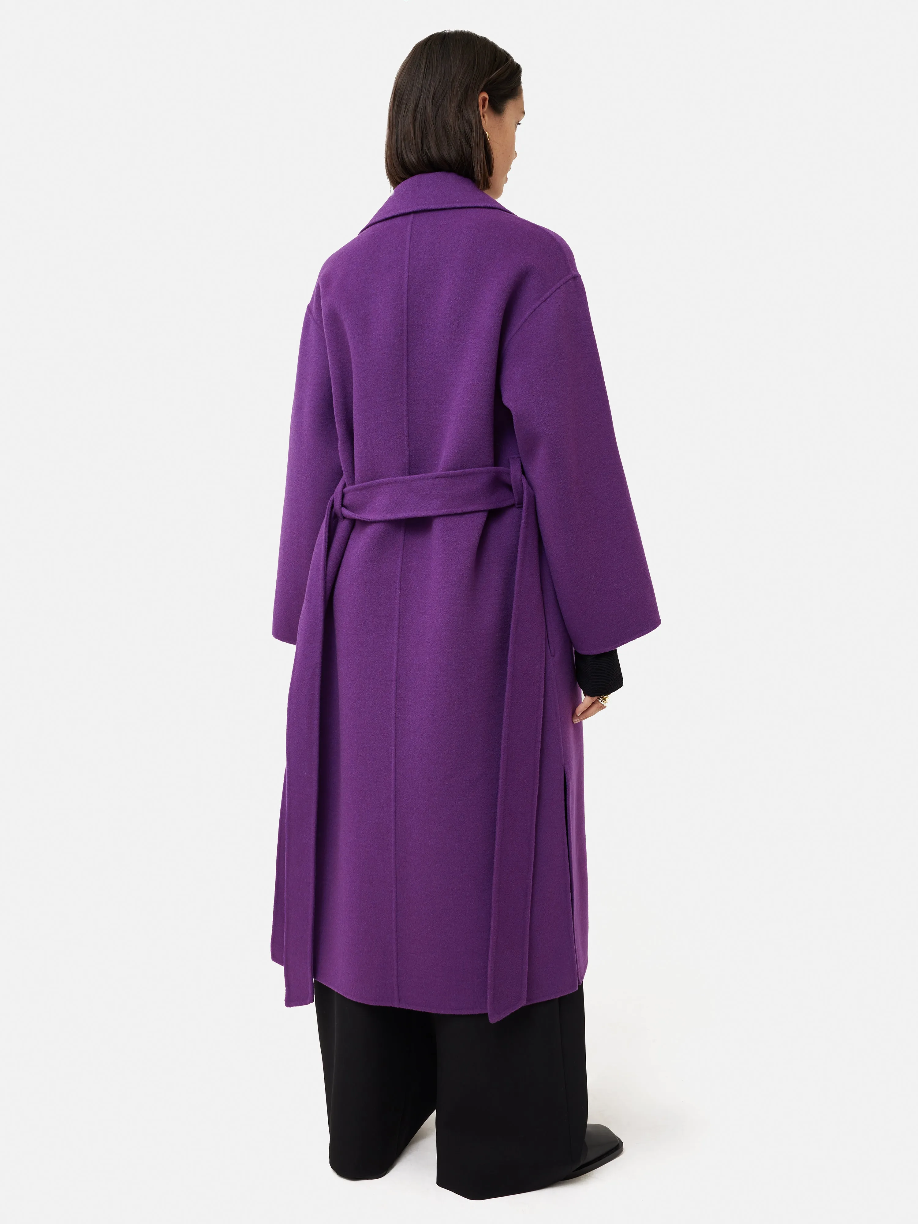 Long Double Faced Wrap Coat | Purple sold by Jigsaw product image thumbnail 5