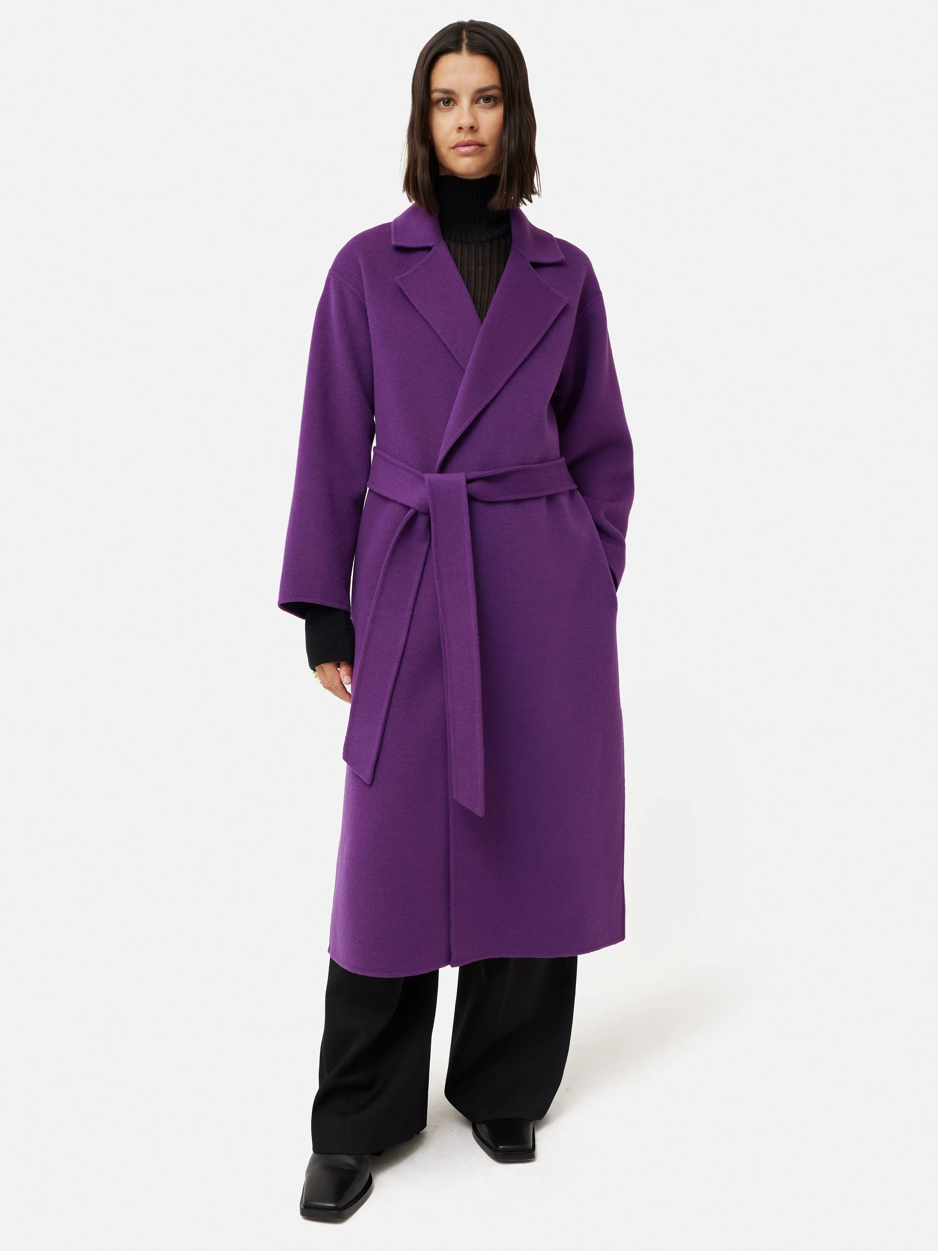 Long Double Faced Wrap Coat | Purple sold by Jigsaw product image thumbnail 3