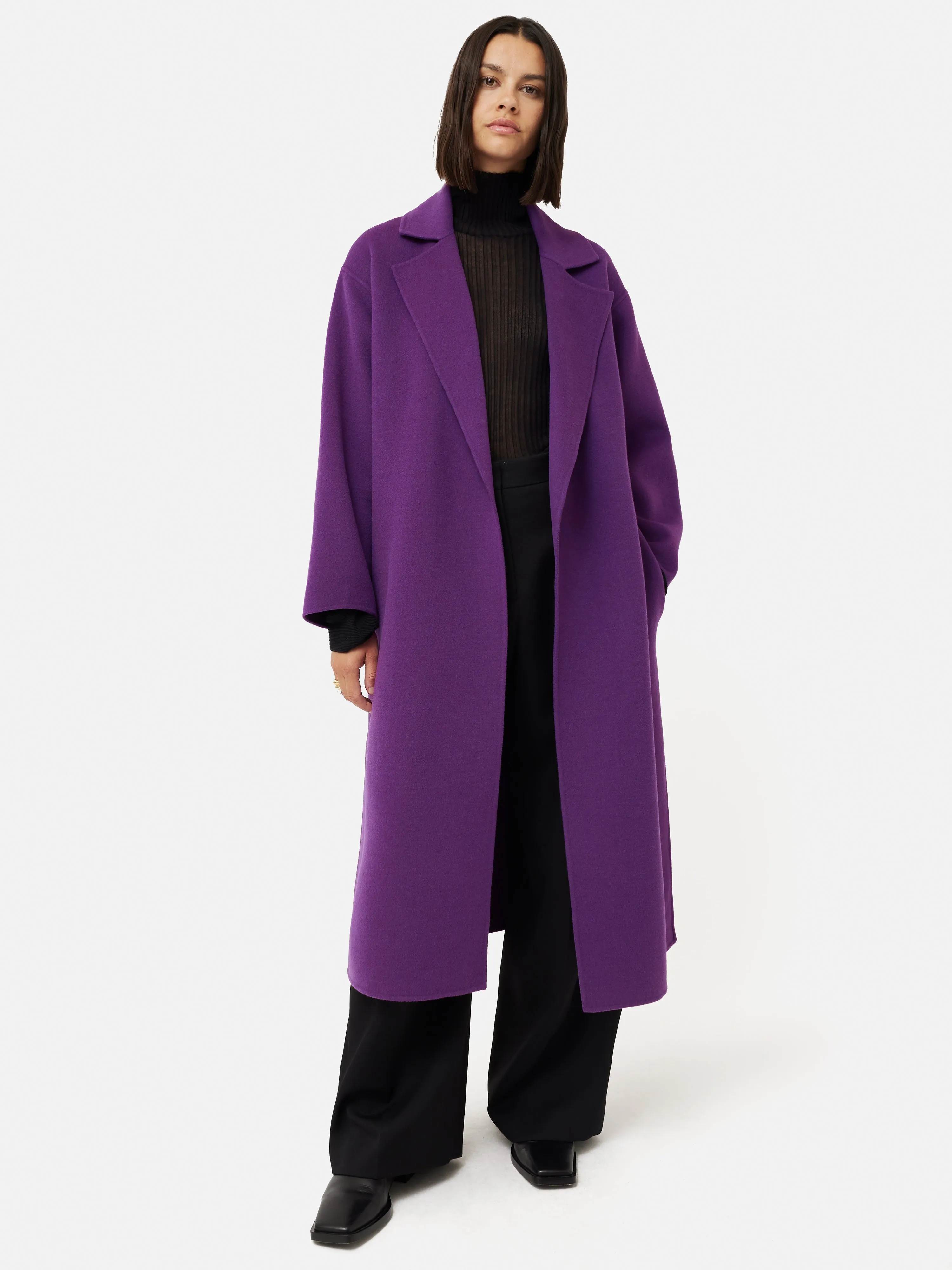 Long Double Faced Wrap Coat | Purple sold by Jigsaw