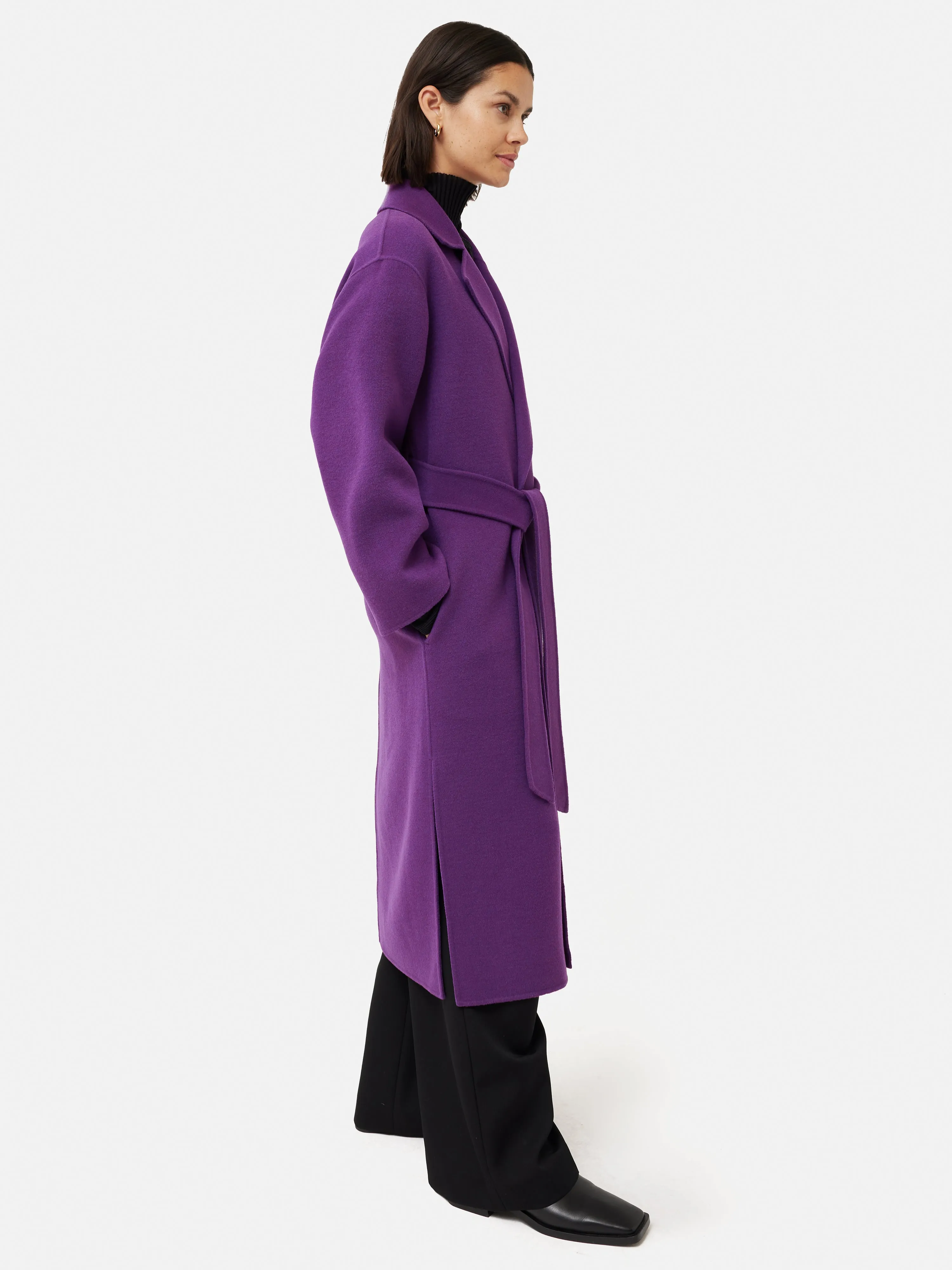 Long Double Faced Wrap Coat | Purple sold by Jigsaw product image thumbnail 4