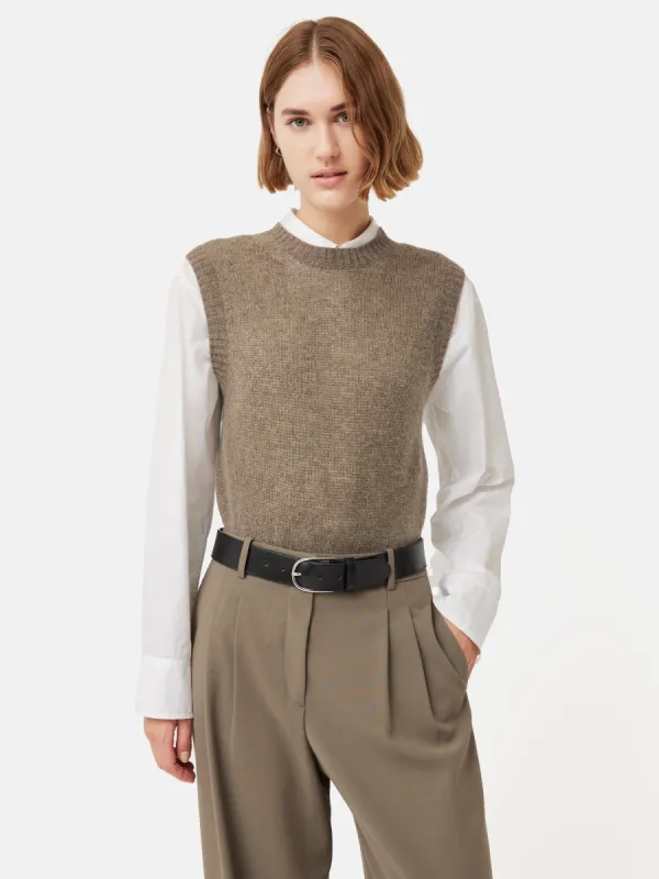 Cashmere Crew Neck Tank | Brown sold by Jigsaw