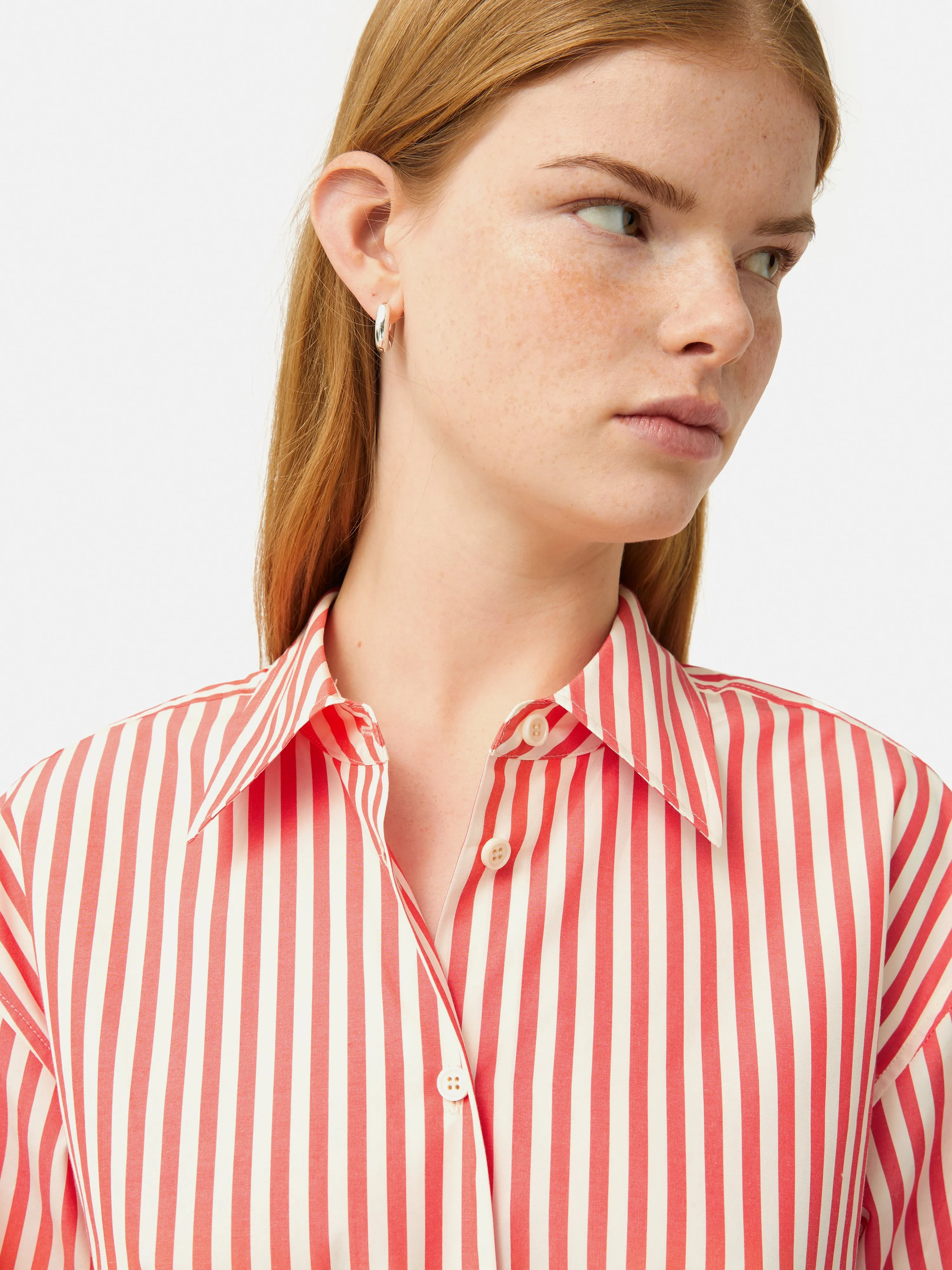 Cotton Poplin Stripe Shirt | Coral sold by Jigsaw product image thumbnail 2