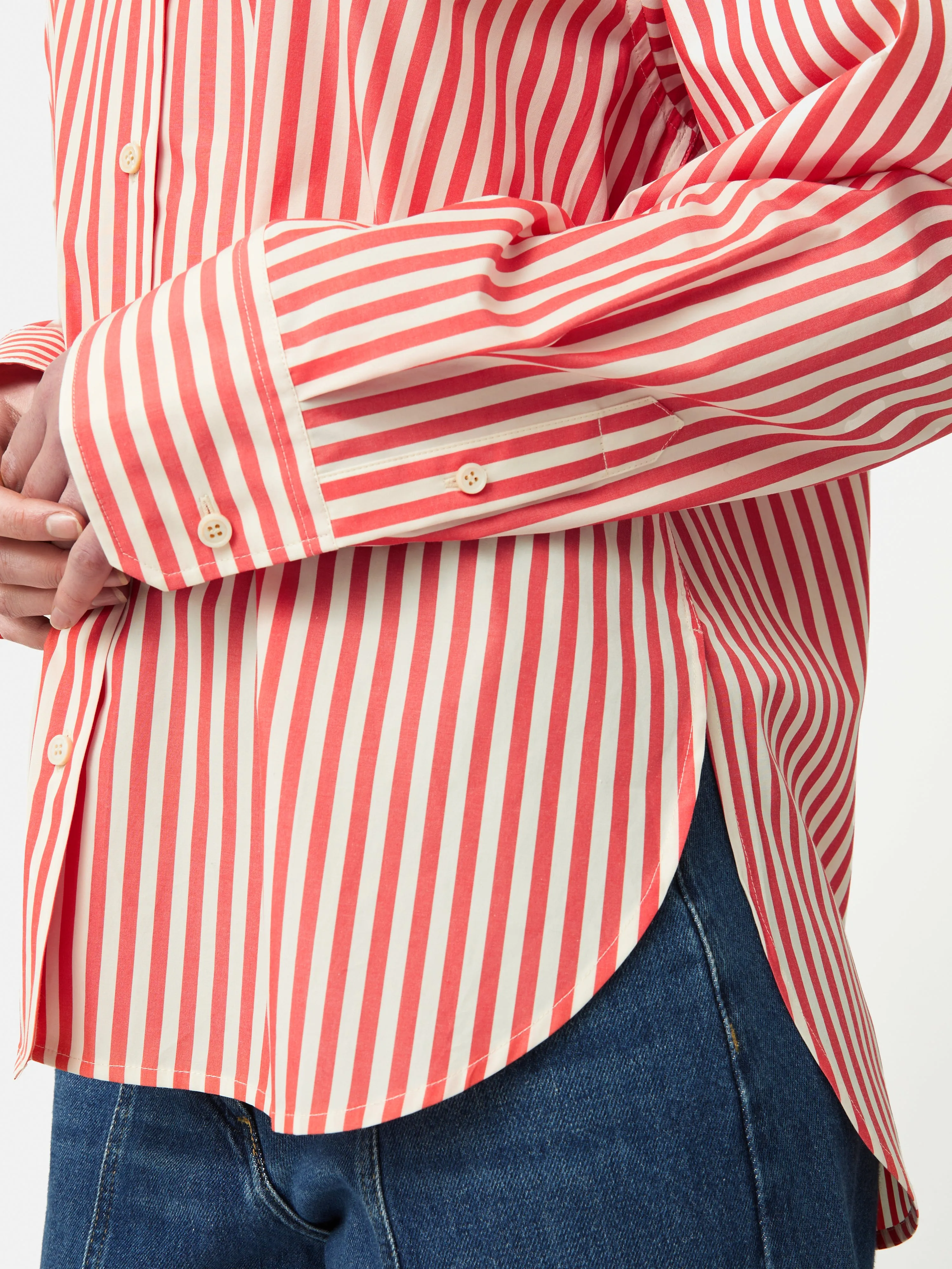 Cotton Poplin Stripe Shirt | Coral sold by Jigsaw product image thumbnail 4