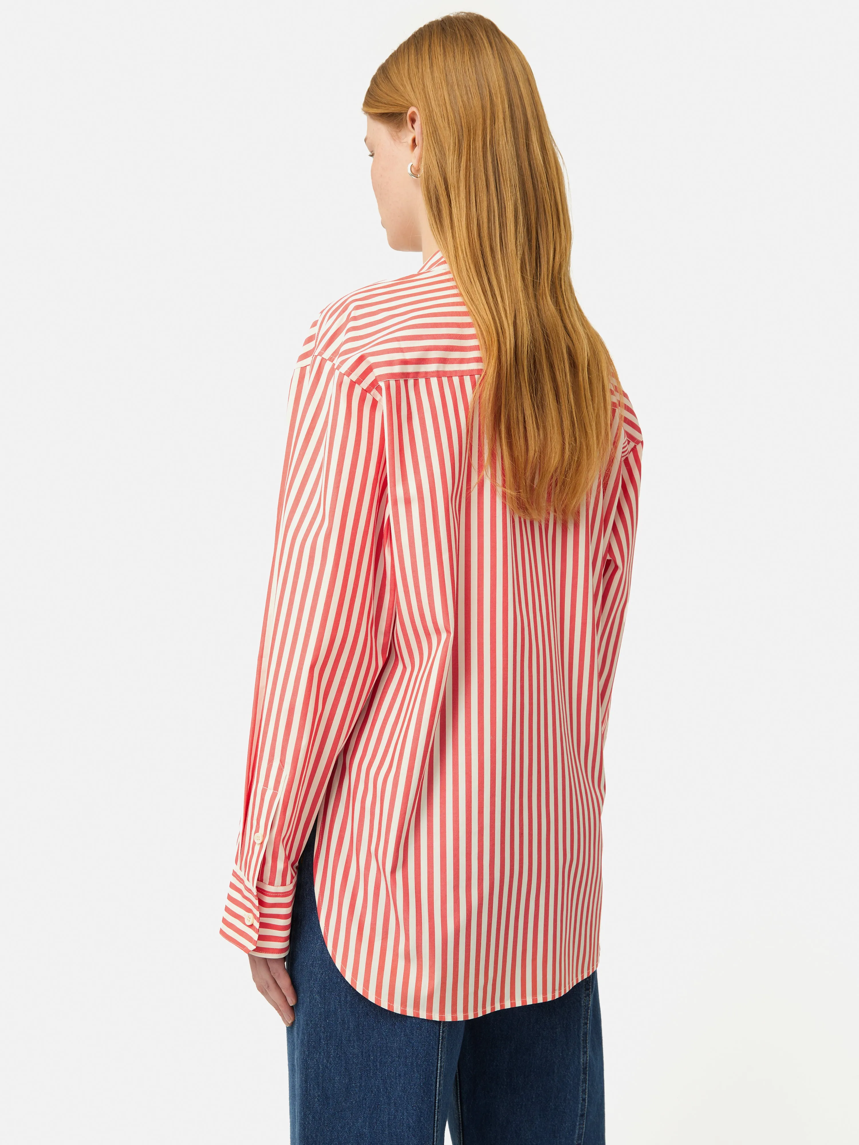 Cotton Poplin Stripe Shirt | Coral sold by Jigsaw product image thumbnail 5