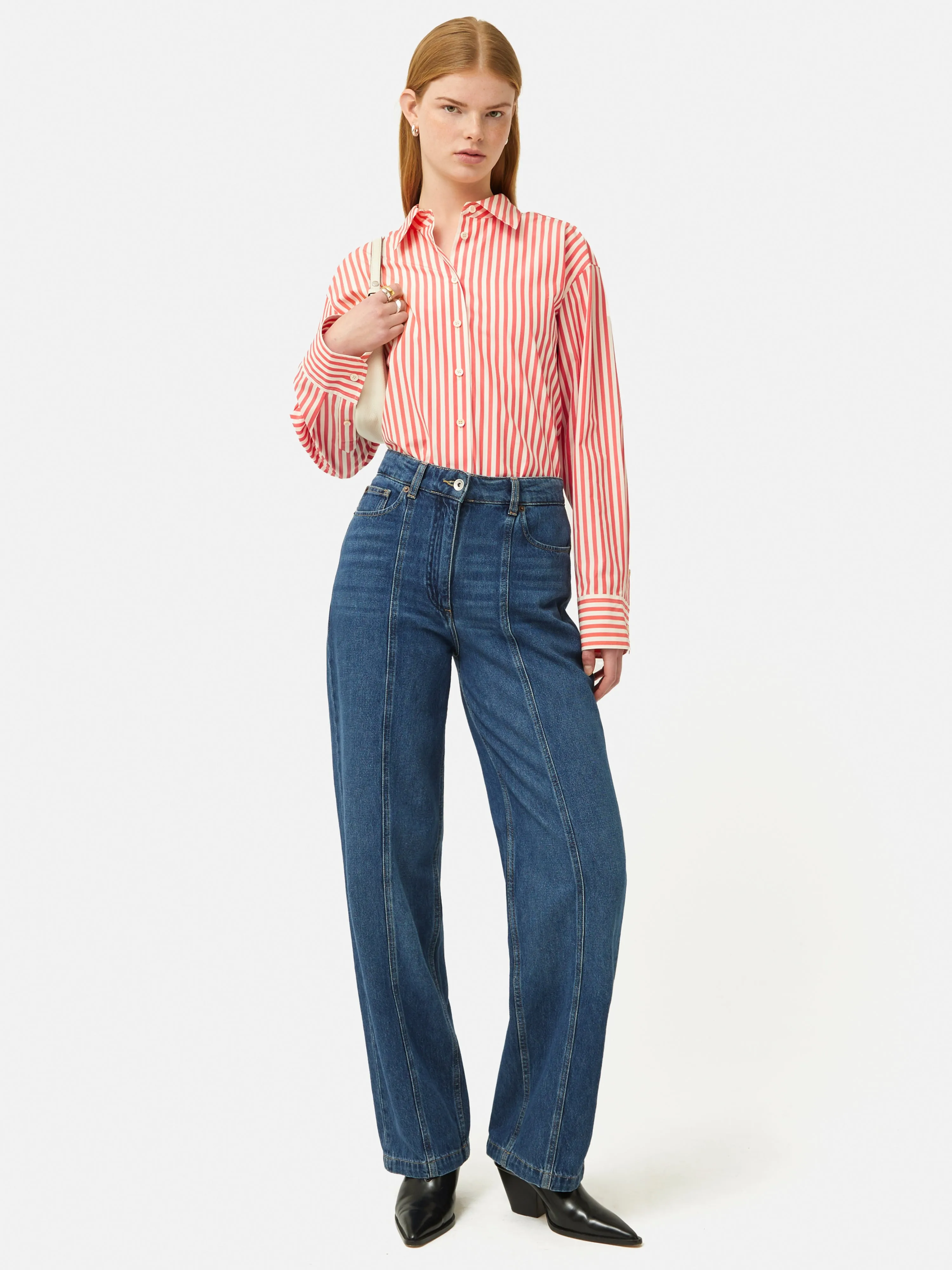 Cotton Poplin Stripe Shirt | Coral sold by Jigsaw product image thumbnail 3