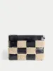 Kaia Checker Woven Pouch | Black sold by Jigsaw