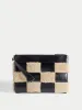 Kaia Checker Woven Pouch | Black sold by Jigsaw