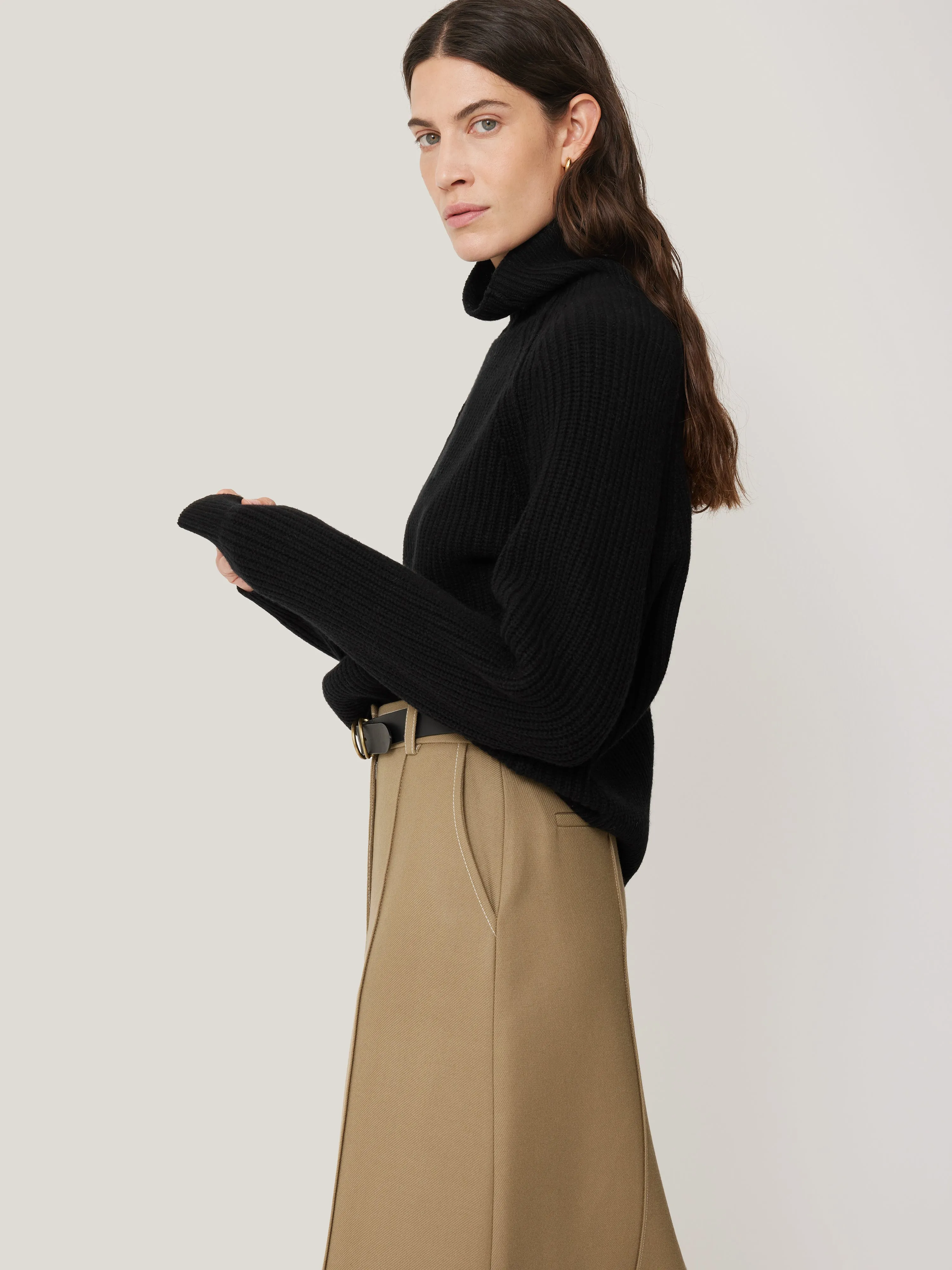 Merino Fishermans Rib Jumper | Black sold by Jigsaw product image thumbnail 2