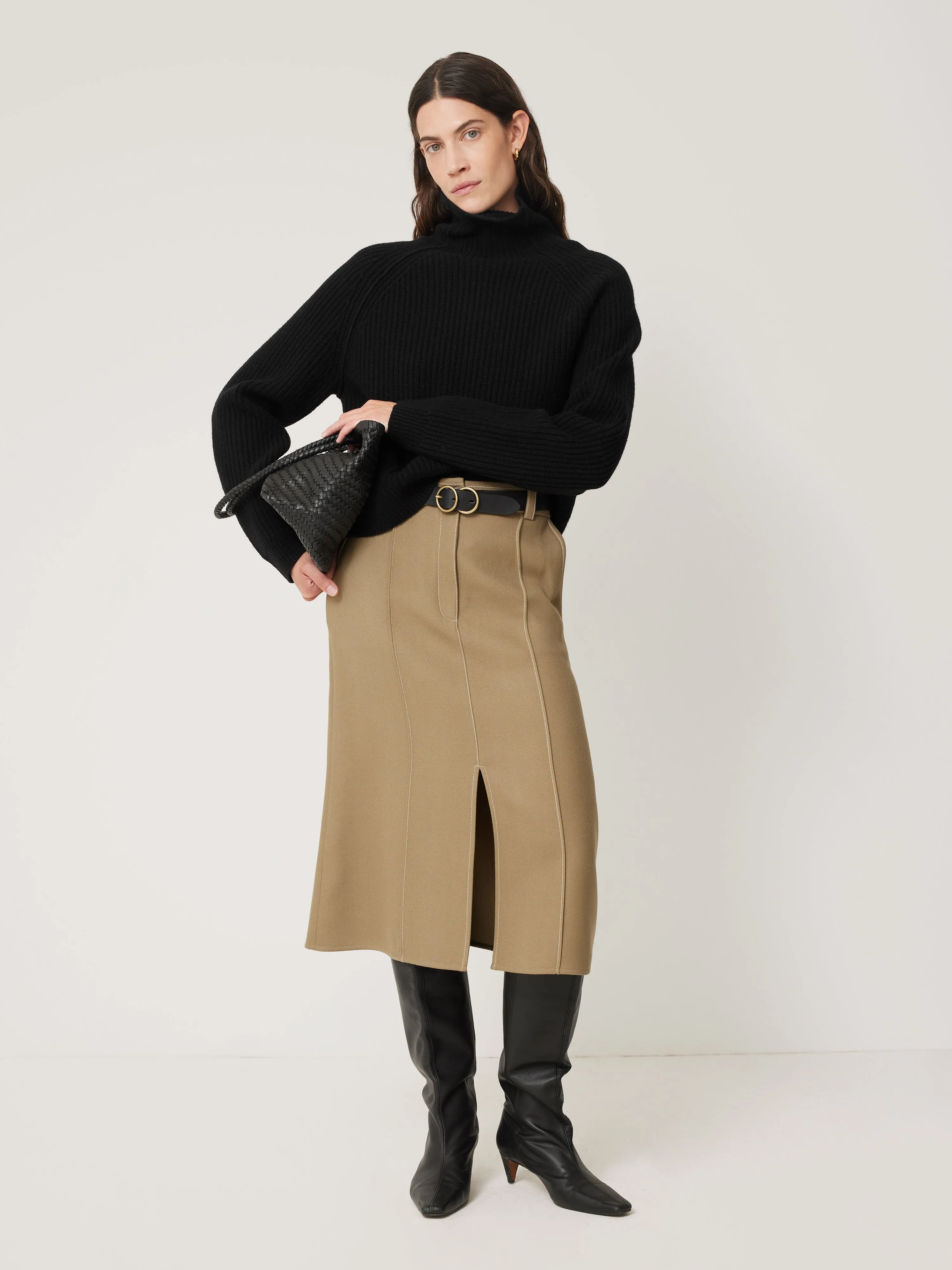 Merino Fishermans Rib Jumper | Black sold by Jigsaw product image thumbnail 3