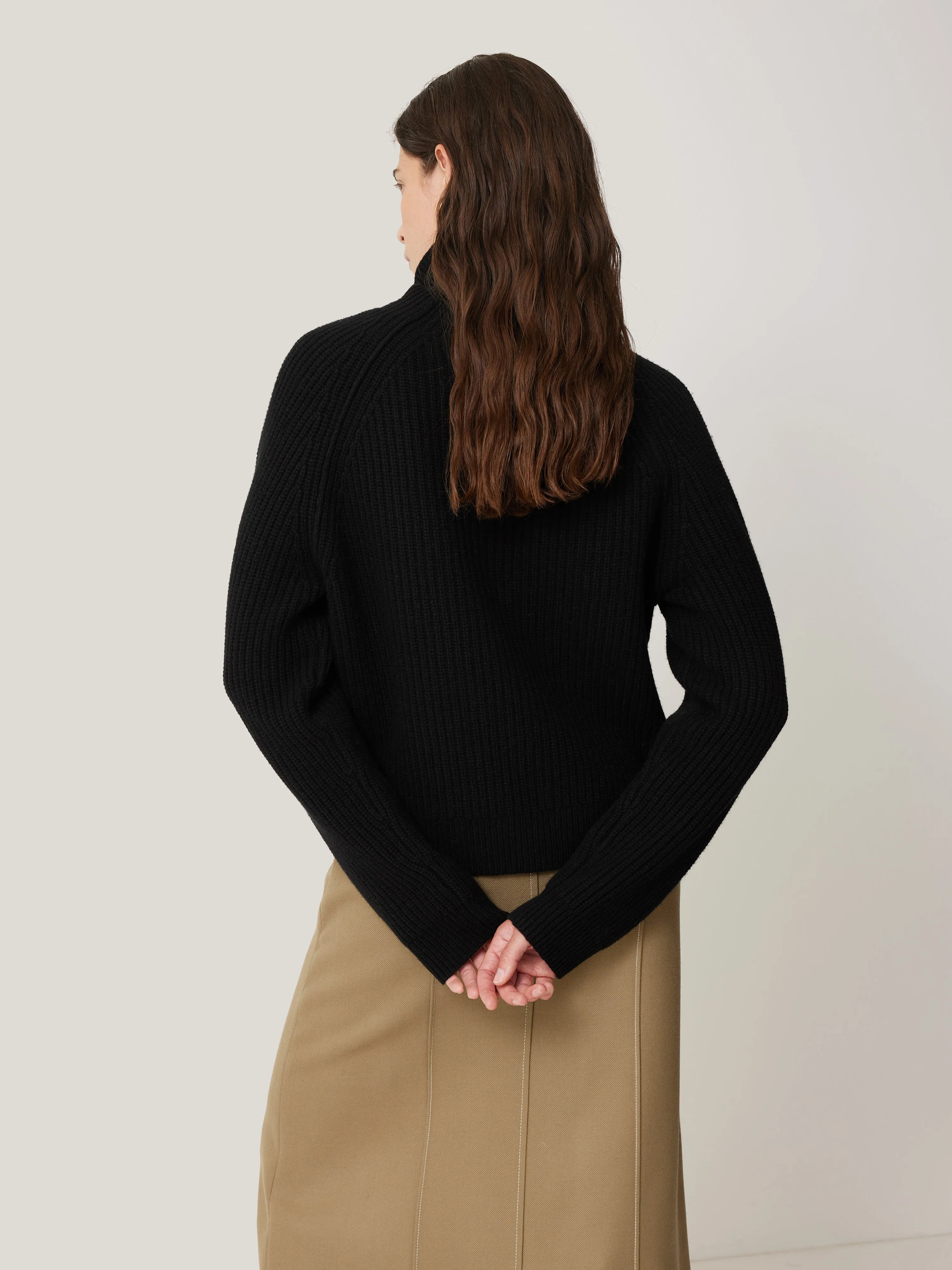 Merino Fishermans Rib Jumper | Black sold by Jigsaw product image thumbnail 5