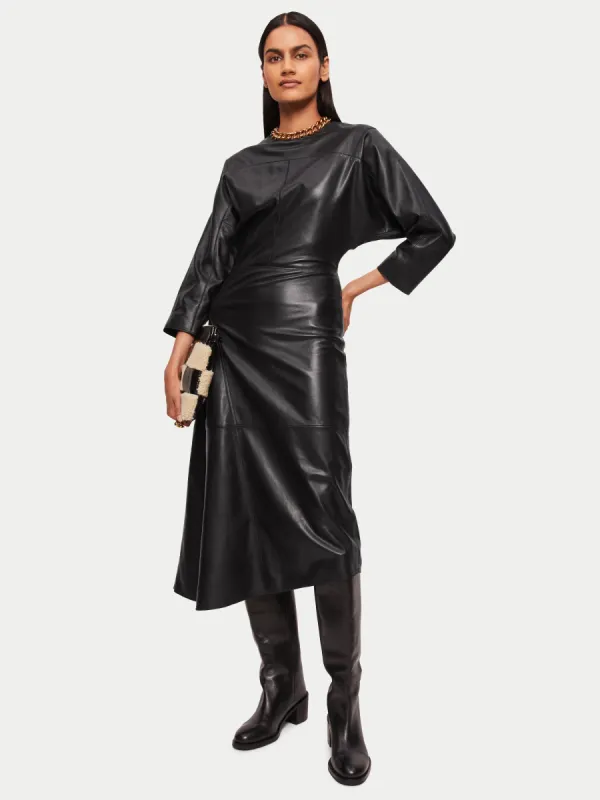 Asymmetric Leather Dress | Black sold by Jigsaw