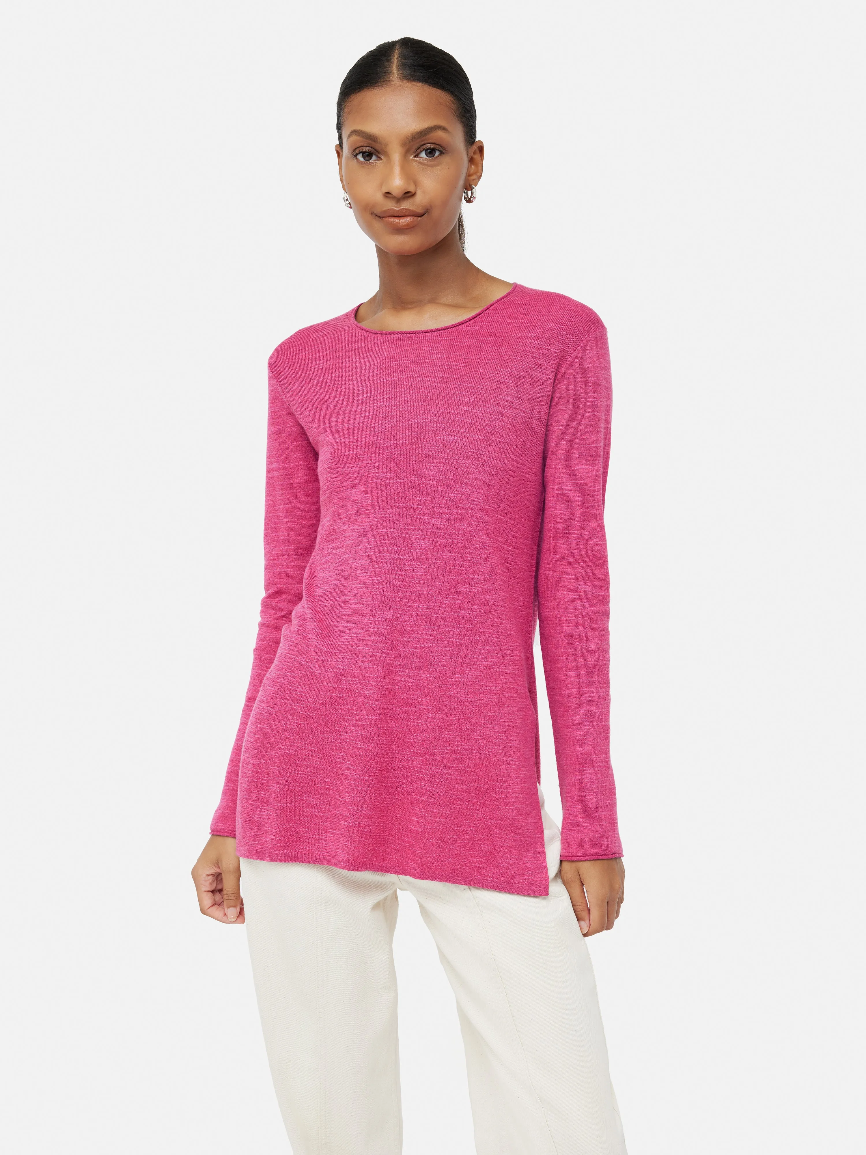 Linen Cotton Crew Neck Jumper | Pink sold by Jigsaw product image thumbnail 4