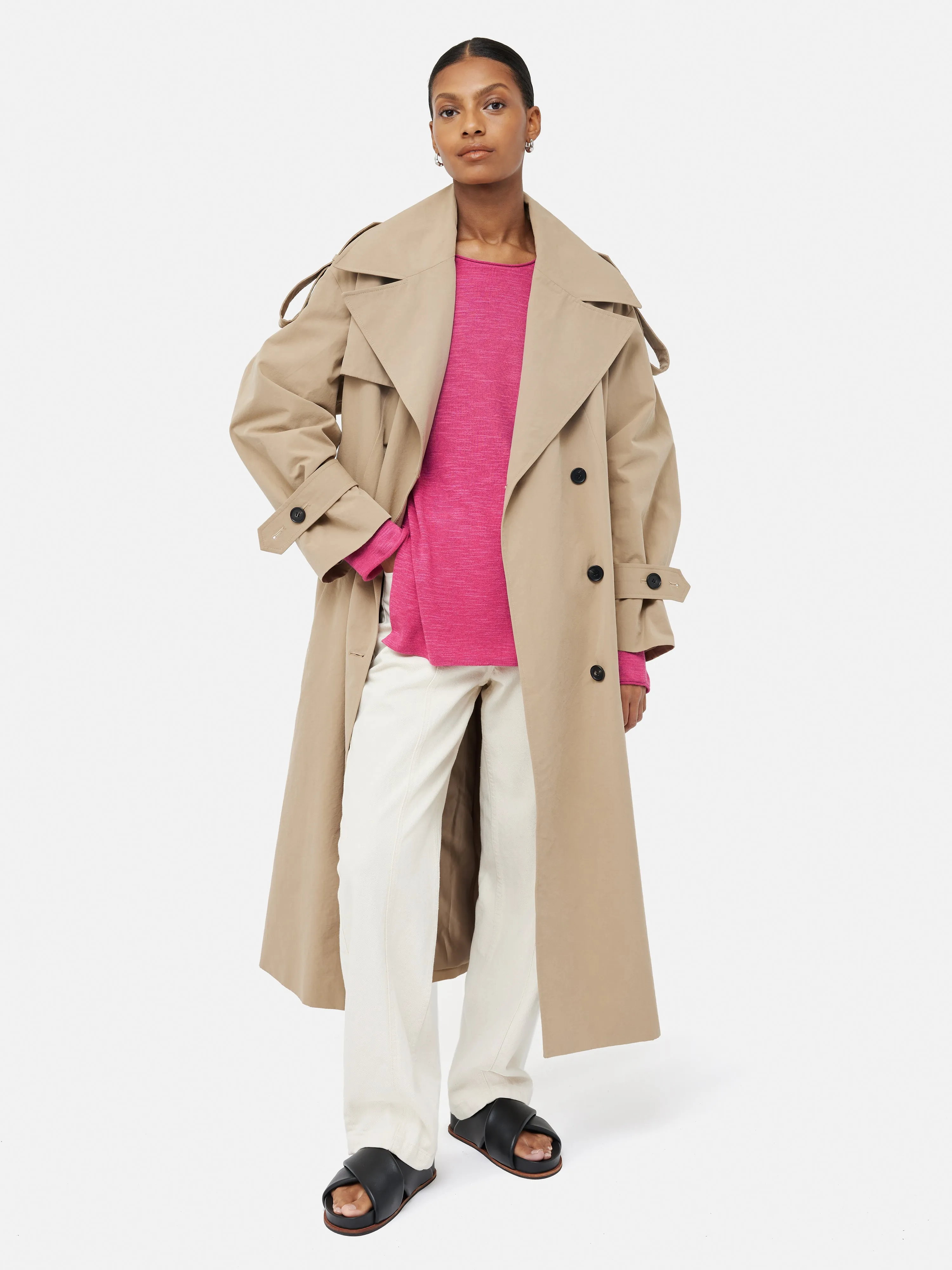 Linen Cotton Crew Neck Jumper | Pink sold by Jigsaw product image thumbnail 3