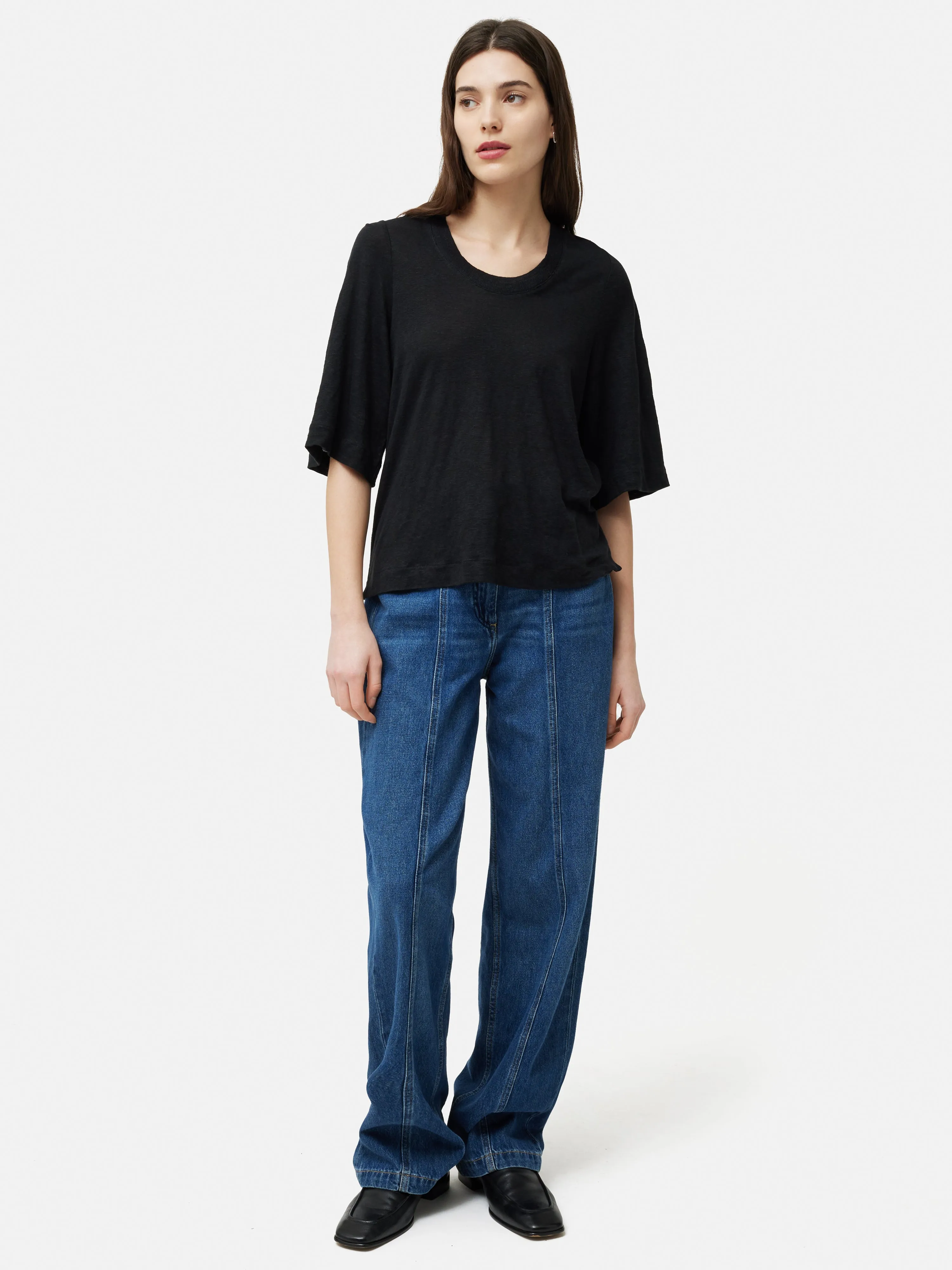 Linen Blythe Half Sleeve Tee | Black sold by Jigsaw product image thumbnail 3