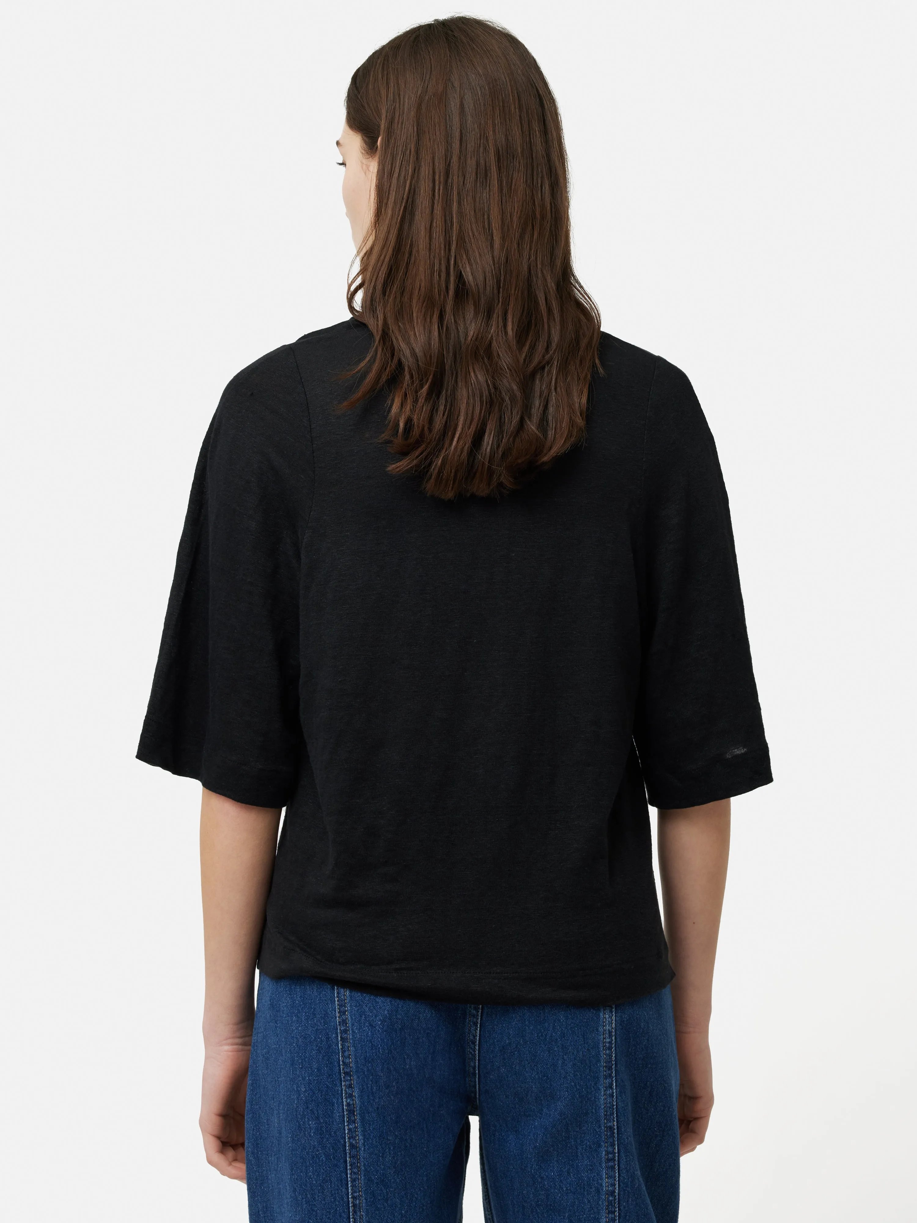 Linen Blythe Half Sleeve Tee | Black sold by Jigsaw product image thumbnail 4