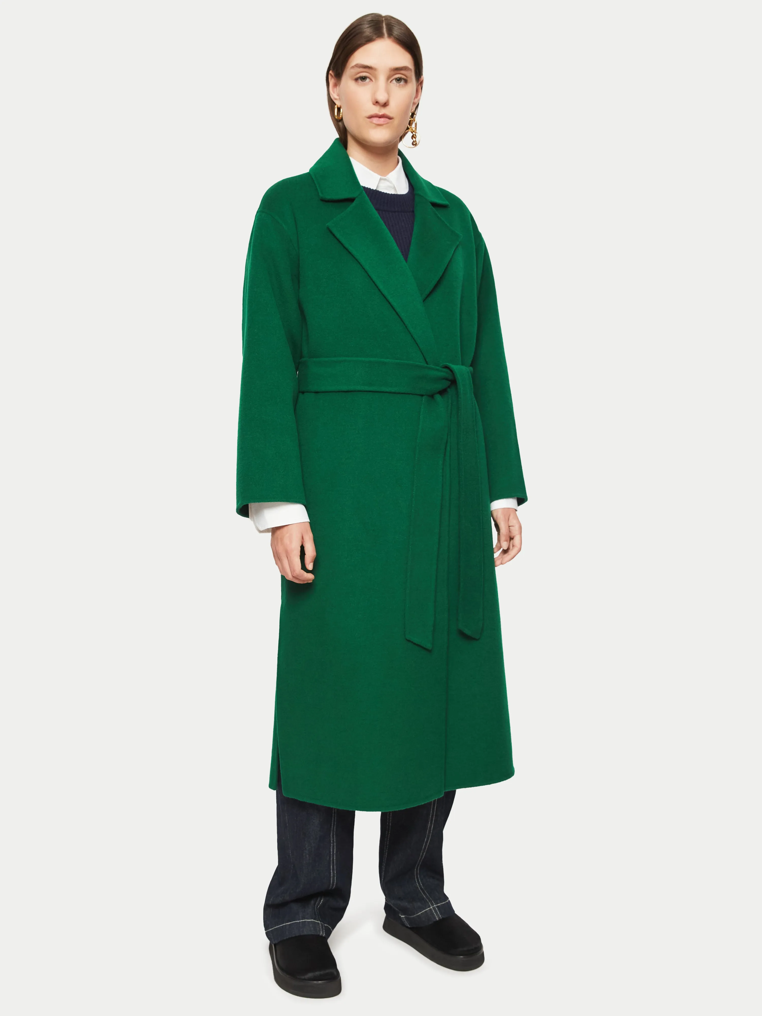 Long Double Faced Coat | Green sold by Jigsaw product image thumbnail 3
