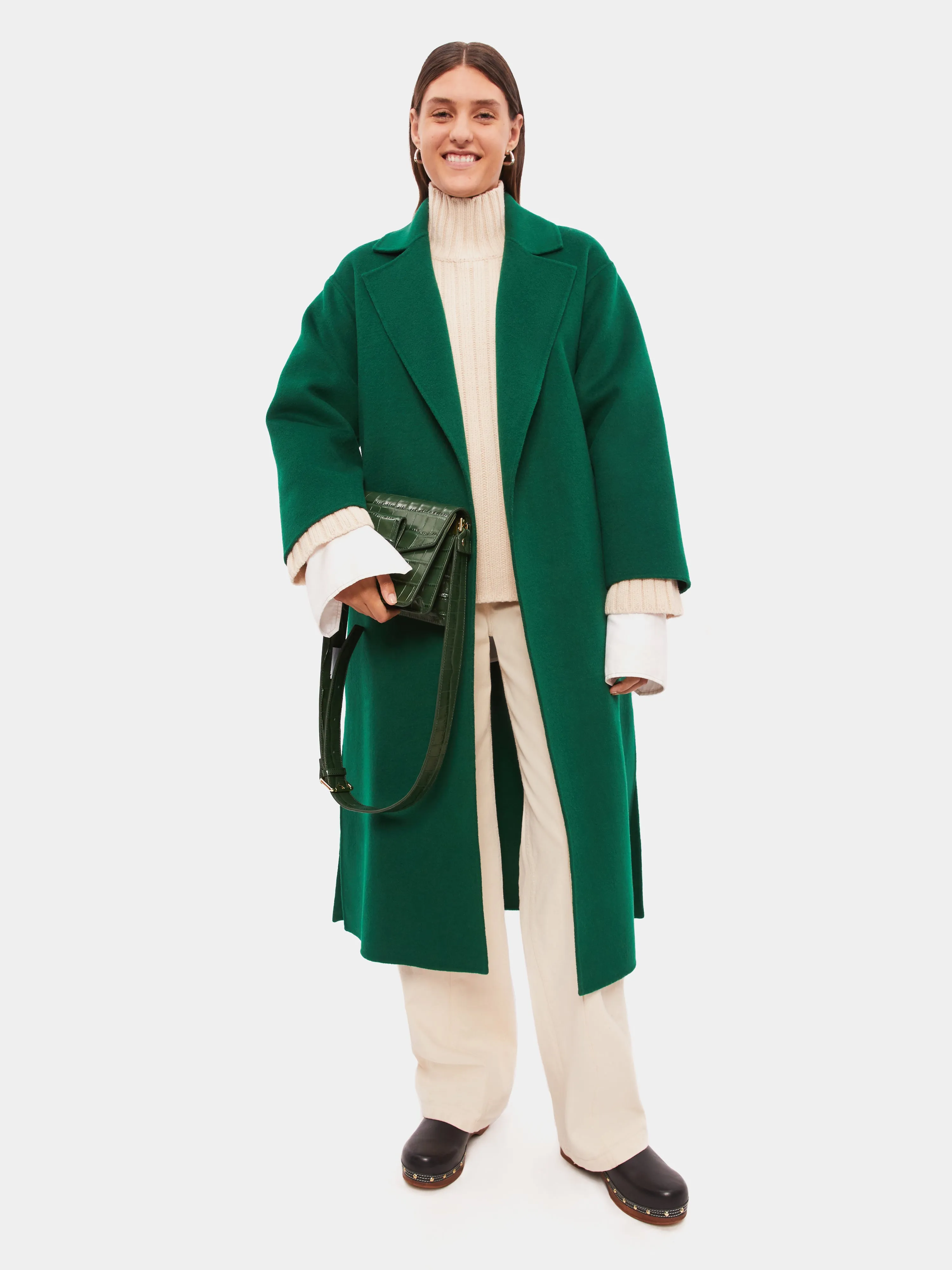 Long Double Faced Coat | Green sold by Jigsaw