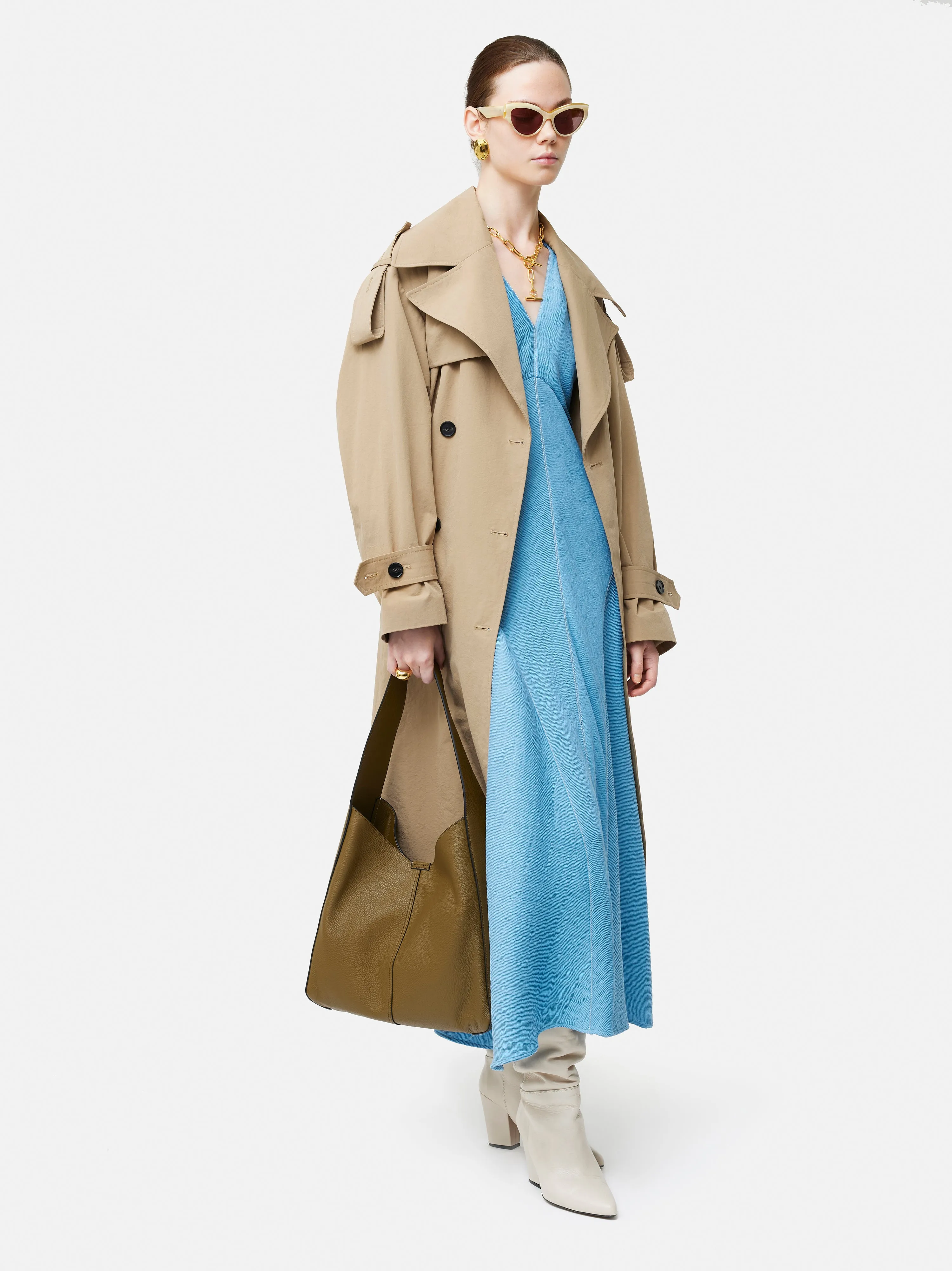 Button Detail Crepe Midi Dress | Blue sold by Jigsaw product image thumbnail 3