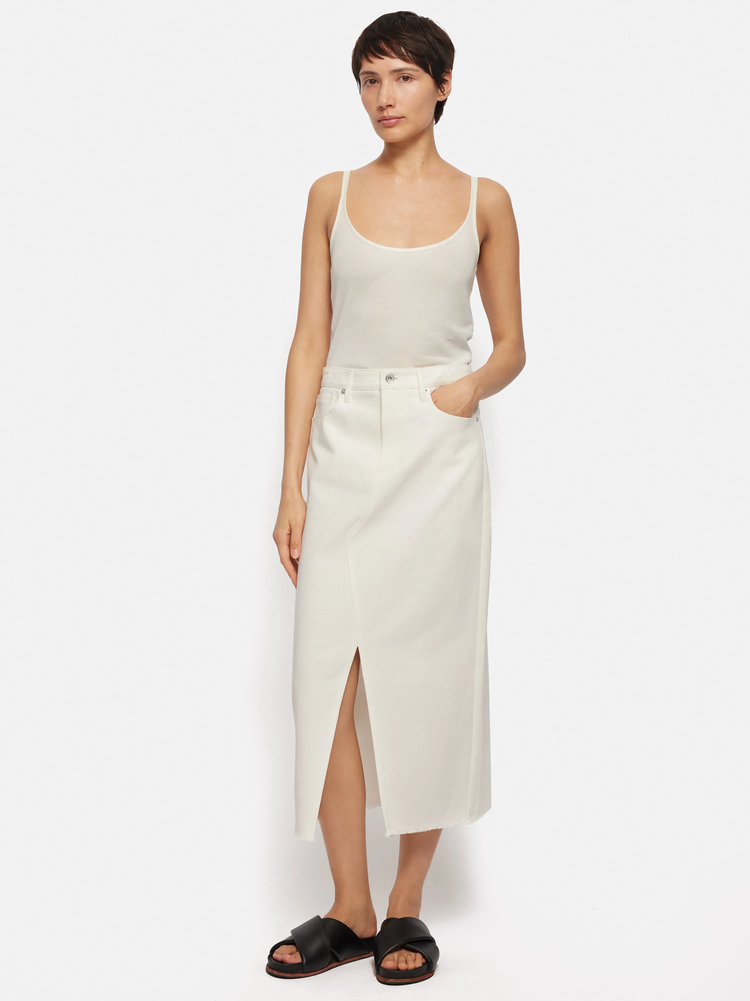 Denim Maxi Split Front Skirt | Ecru sold by Jigsaw product image thumbnail 5
