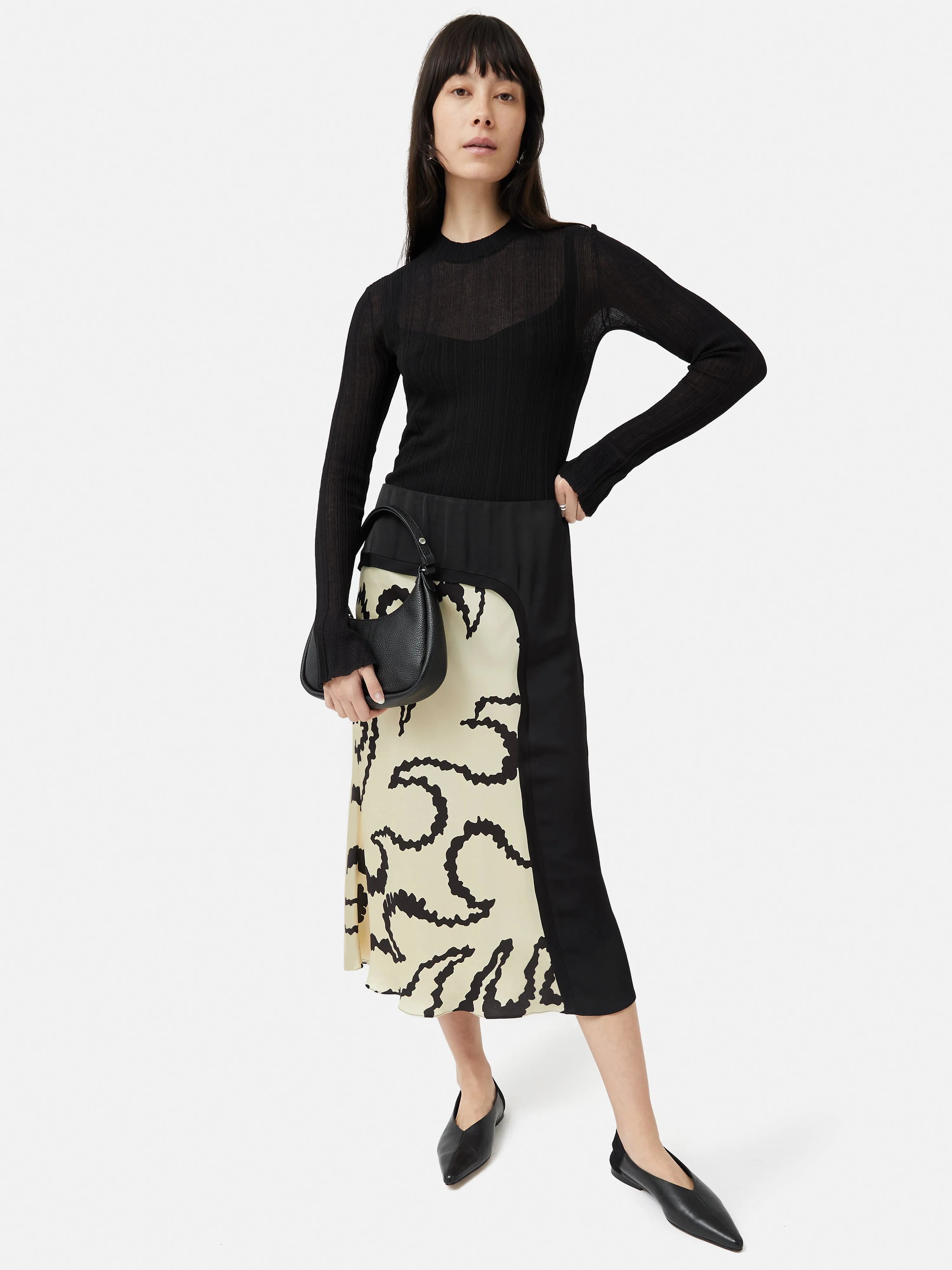 Hydra Coral Midi Skirt | Cream sold by Jigsaw product image thumbnail 3