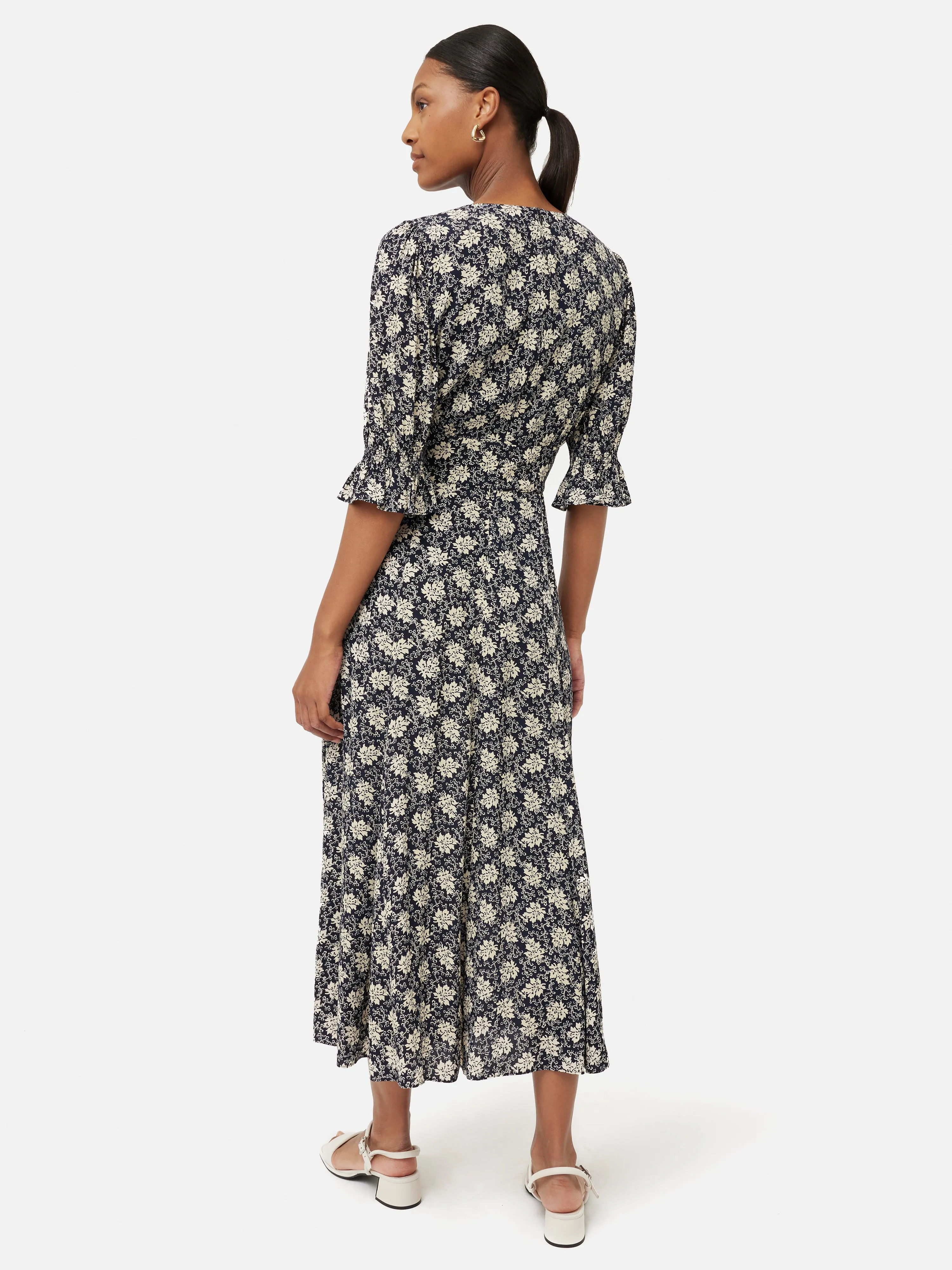 Block Leaf Printed Midi Dress | Black sold by Jigsaw product image thumbnail 5