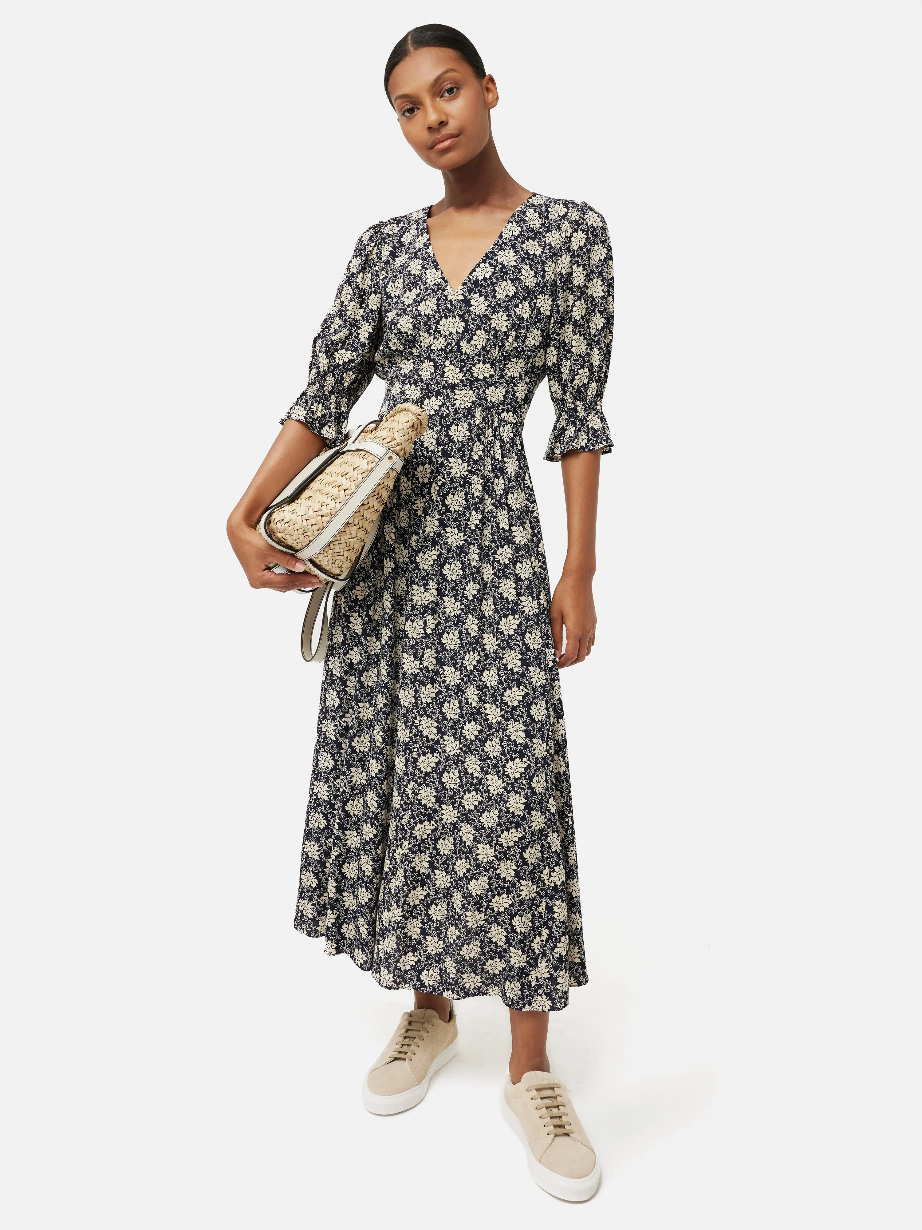 Block Leaf Printed Midi Dress | Black sold by Jigsaw product image thumbnail 4