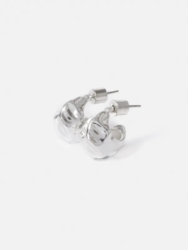 Molten Metal Hoop Earrings | Silver sold by Jigsaw