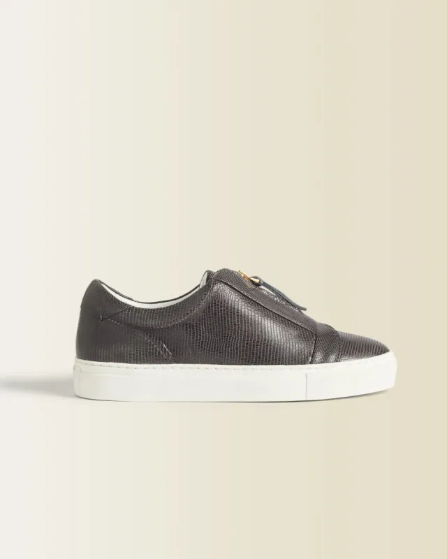 Lenni Zip Front Trainer | Dark Grey sold by Jigsaw